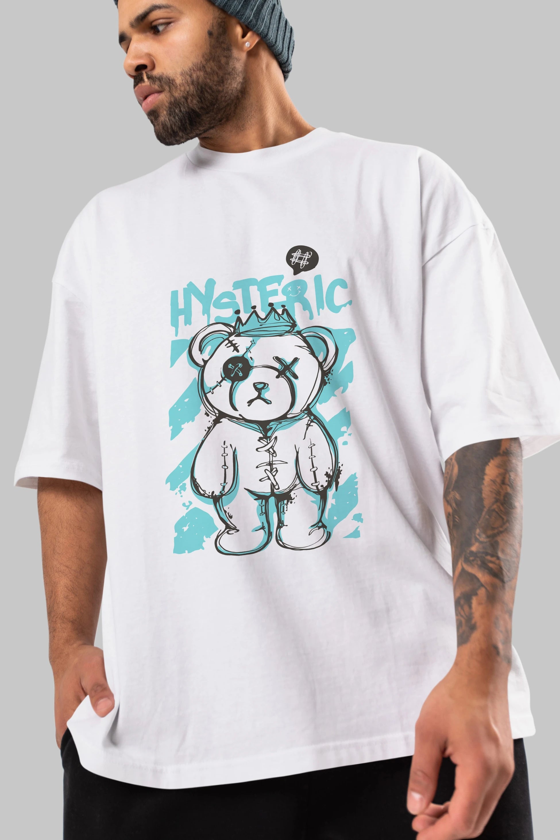 Hysteric Bear Ön Baskılı Oversize t-shirt Erkek Kadın Unisex