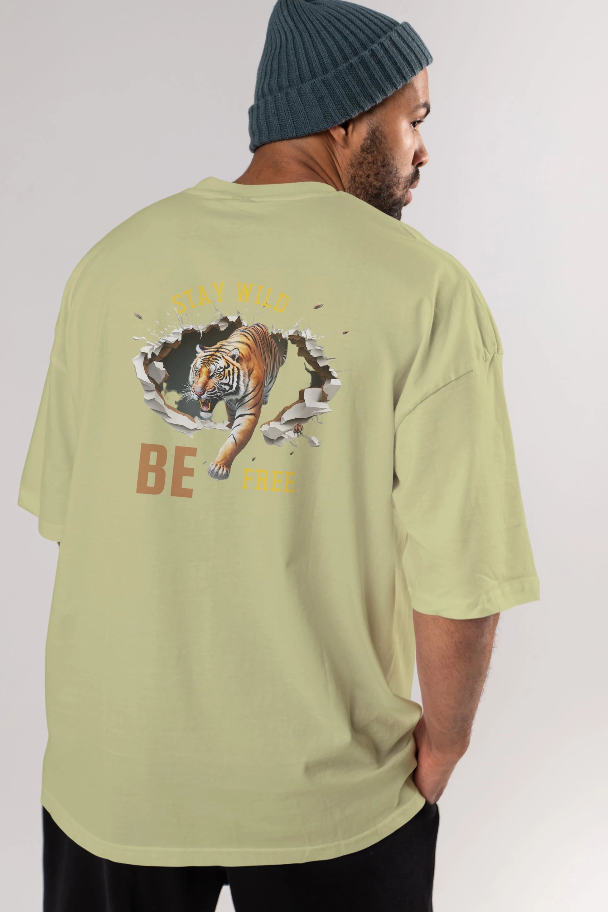 Stay Wild Be Free Yazılı Arka Baskılı Oversize t-shirt Erkek Kadın Unisex