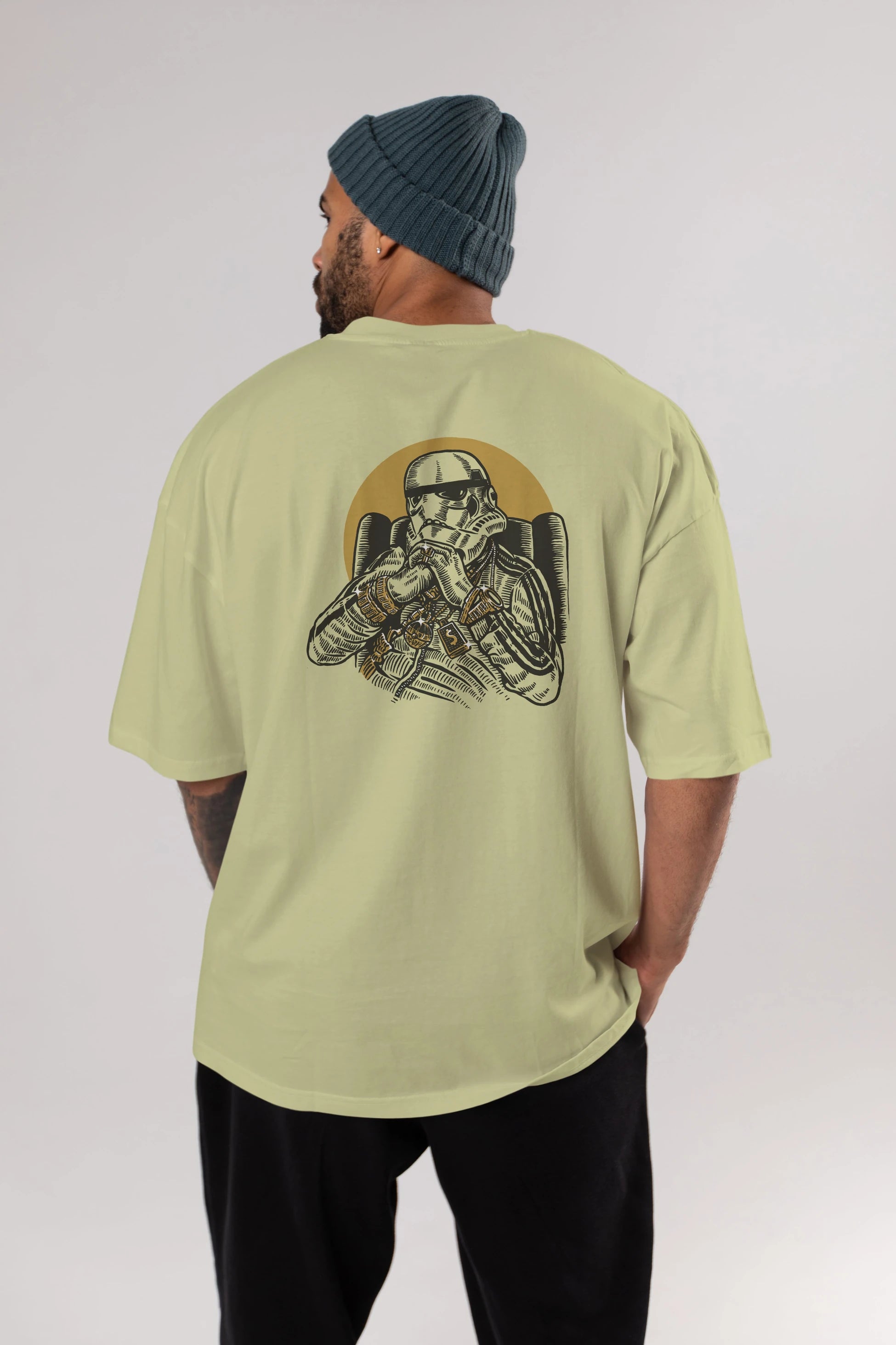 Trooper Dee Jay Arka Baskılı Oversize t-shirt Erkek Kadın Unisex %100 Pamuk