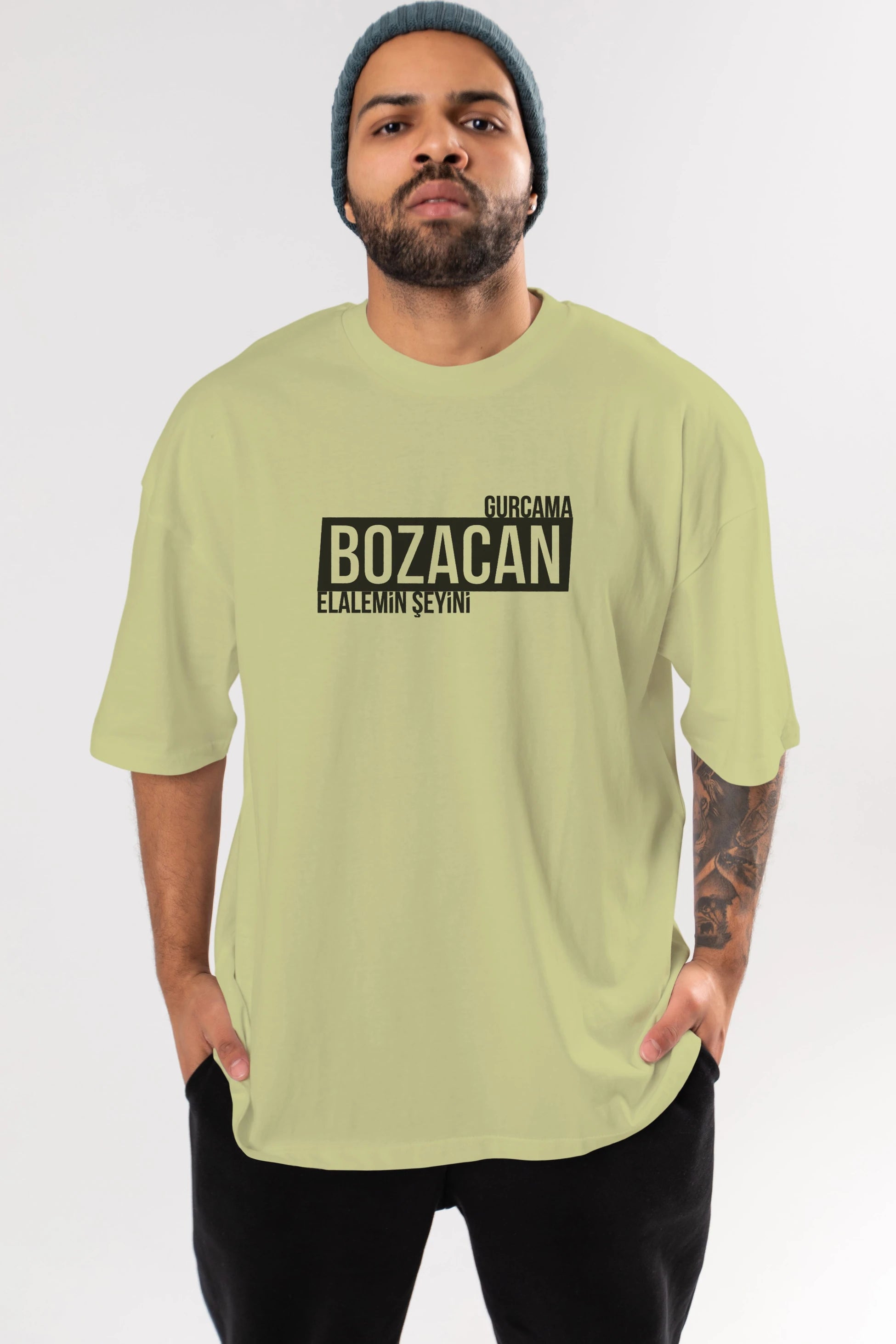 Gurcama Bozacan Elalemin Ön Baskılı Oversize t-shirt %100 pamuk Erkek Kadın Unisex