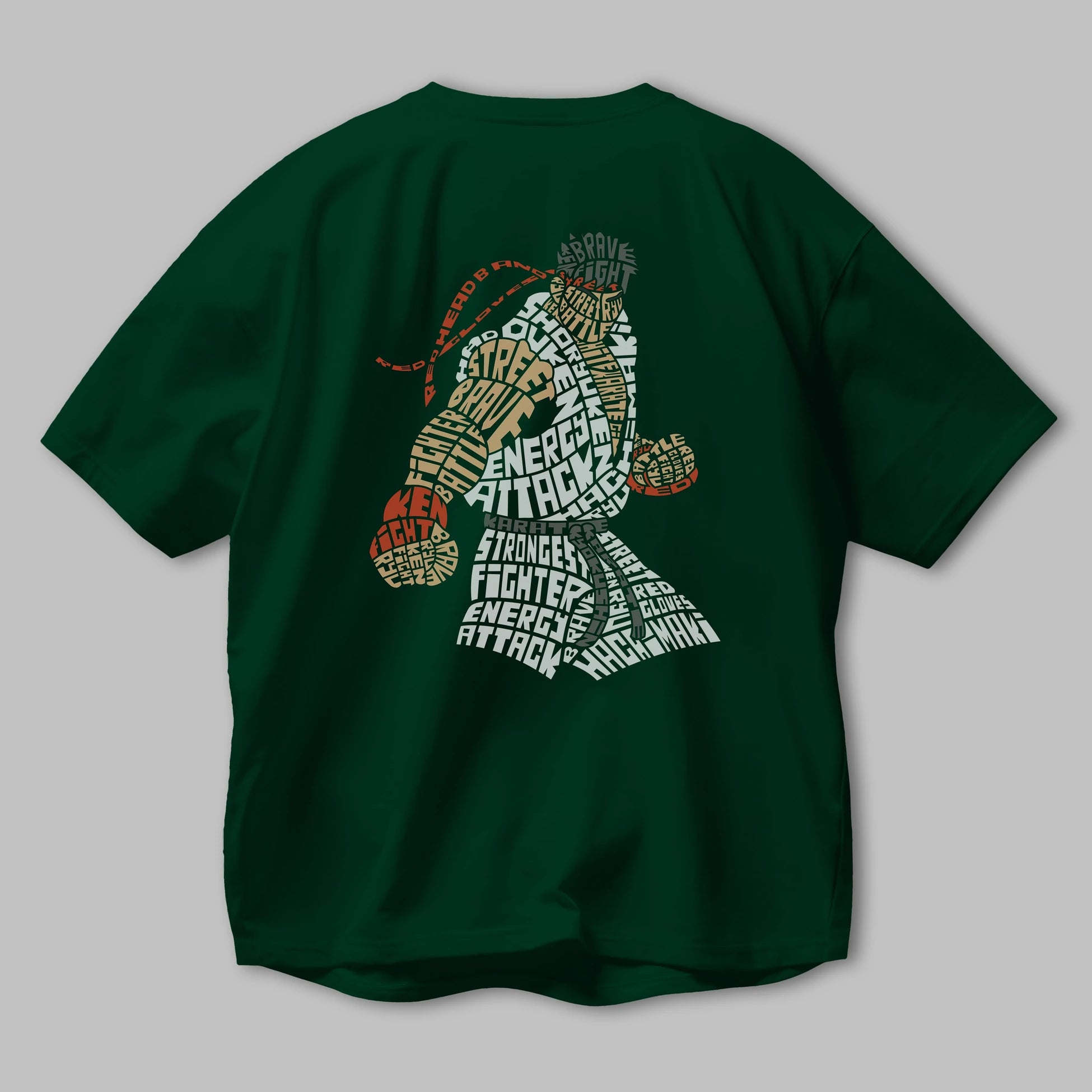 Hadouken Arka Baskılı Oversize t-shirt %100 pamuk Erkek Kadın Unisex