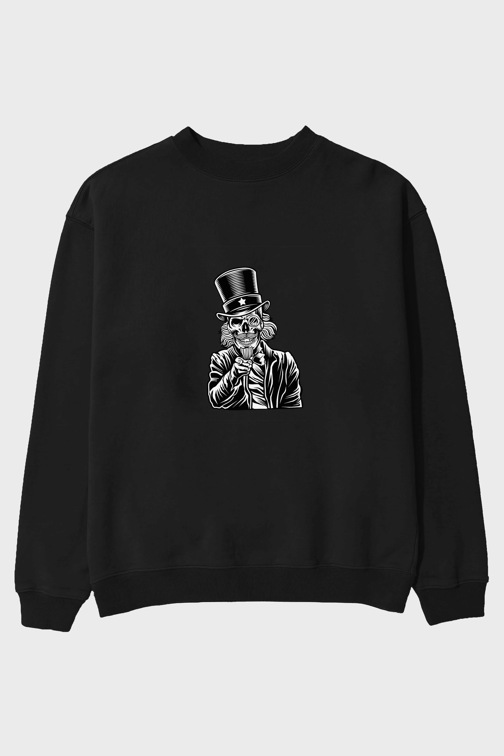 I Want You Skull Ön Baskılı Oversize Sweatshirt Erkek Kadın Unisex