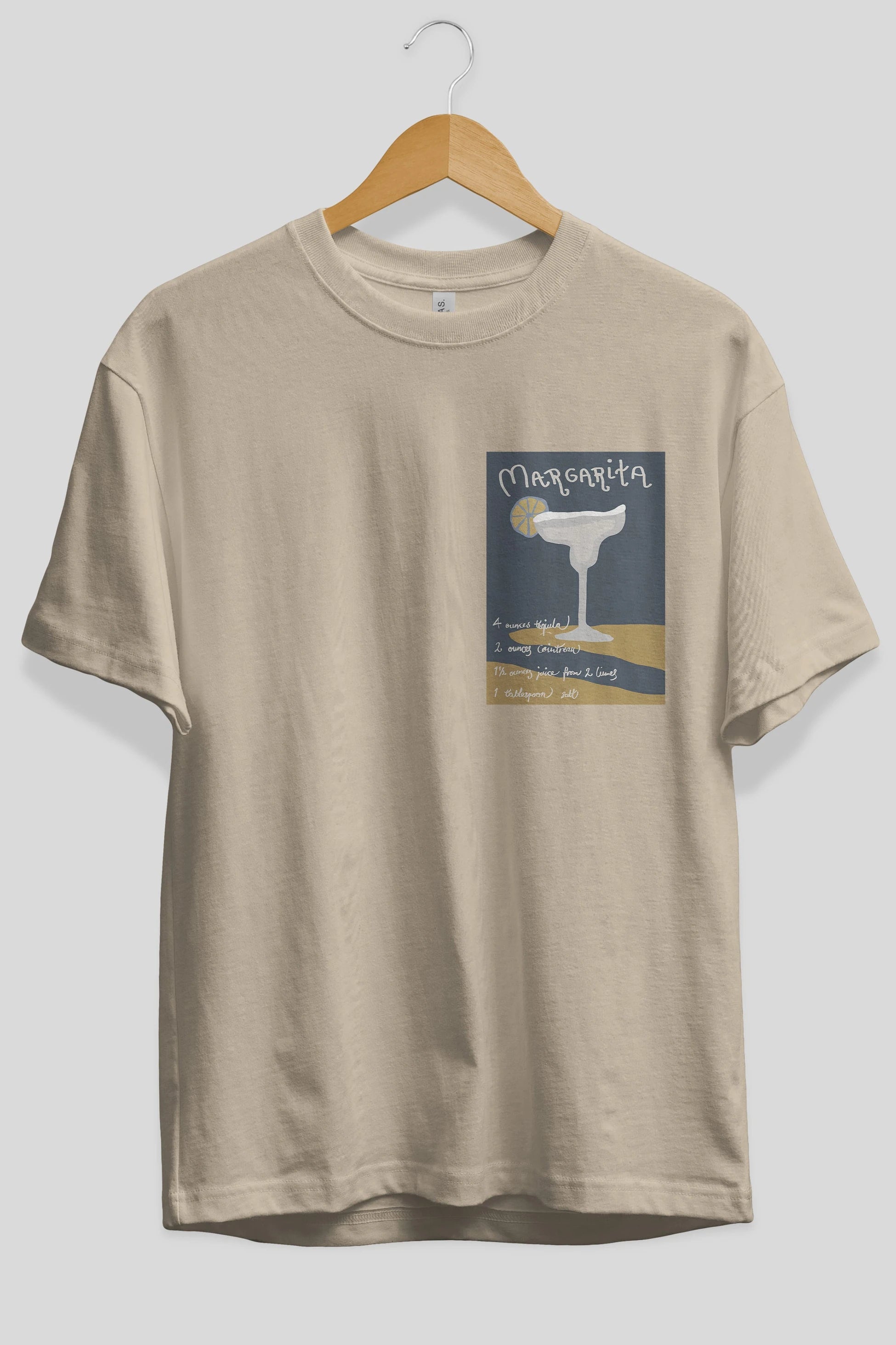 Margarita 2 Ön Sol Baskılı Oversize t-shirt Erkek Kadın Unisex %100 Pamuk Bisiklet Yaka tişort
