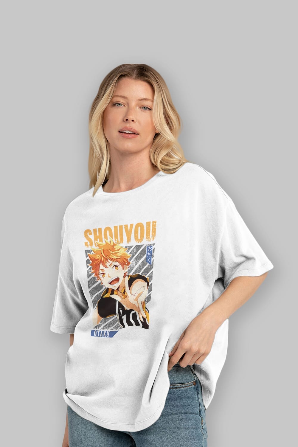 Shouyou Hinata 9 Anime Ön Baskılı Oversize t-shirt %100 pamuk Erkek Kadın Unisex