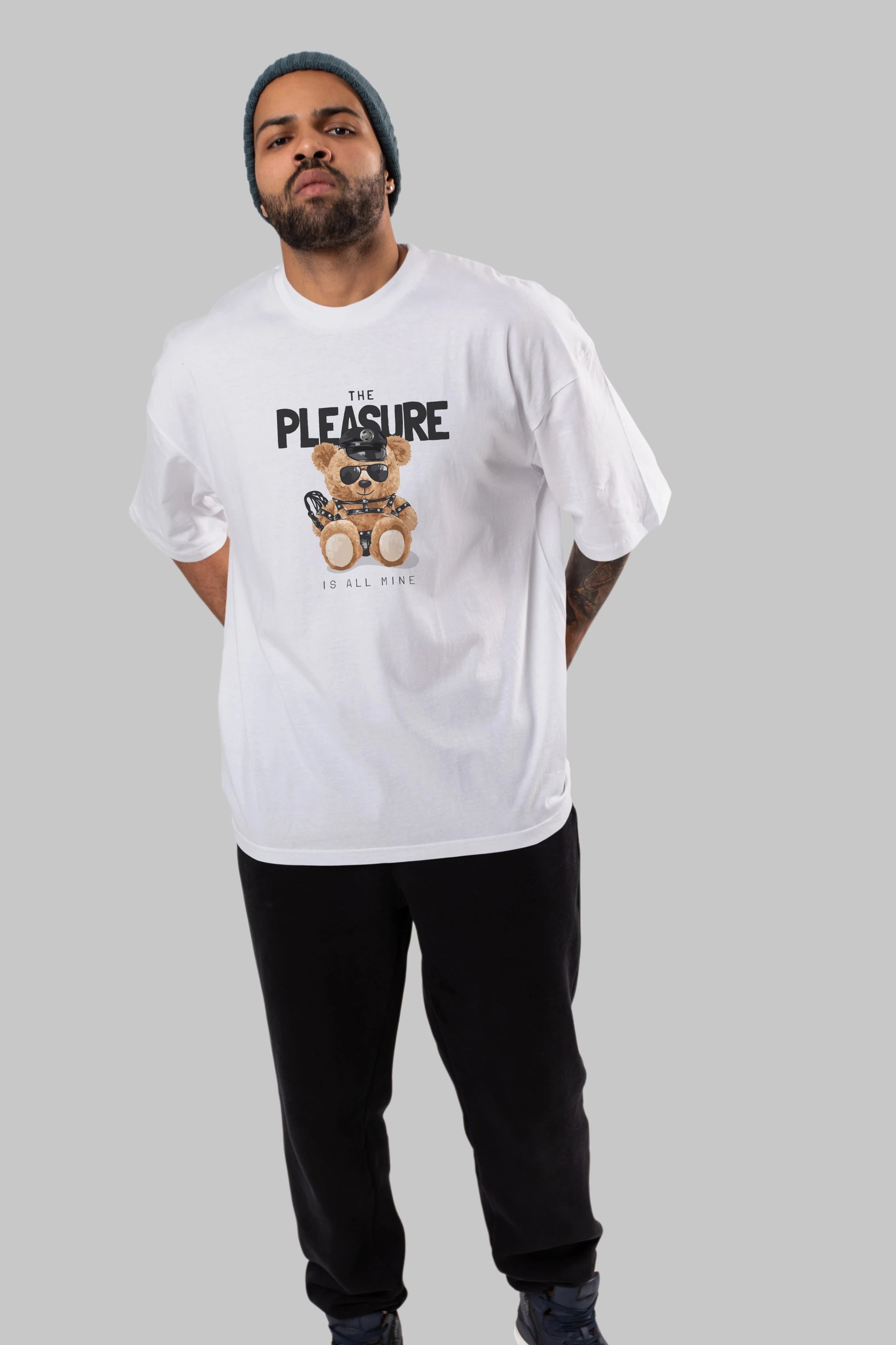 Teddy Bear The Pleasure Ön Baskılı Oversize t-shirt Erkek Kadın Unisex %100 Pamuk