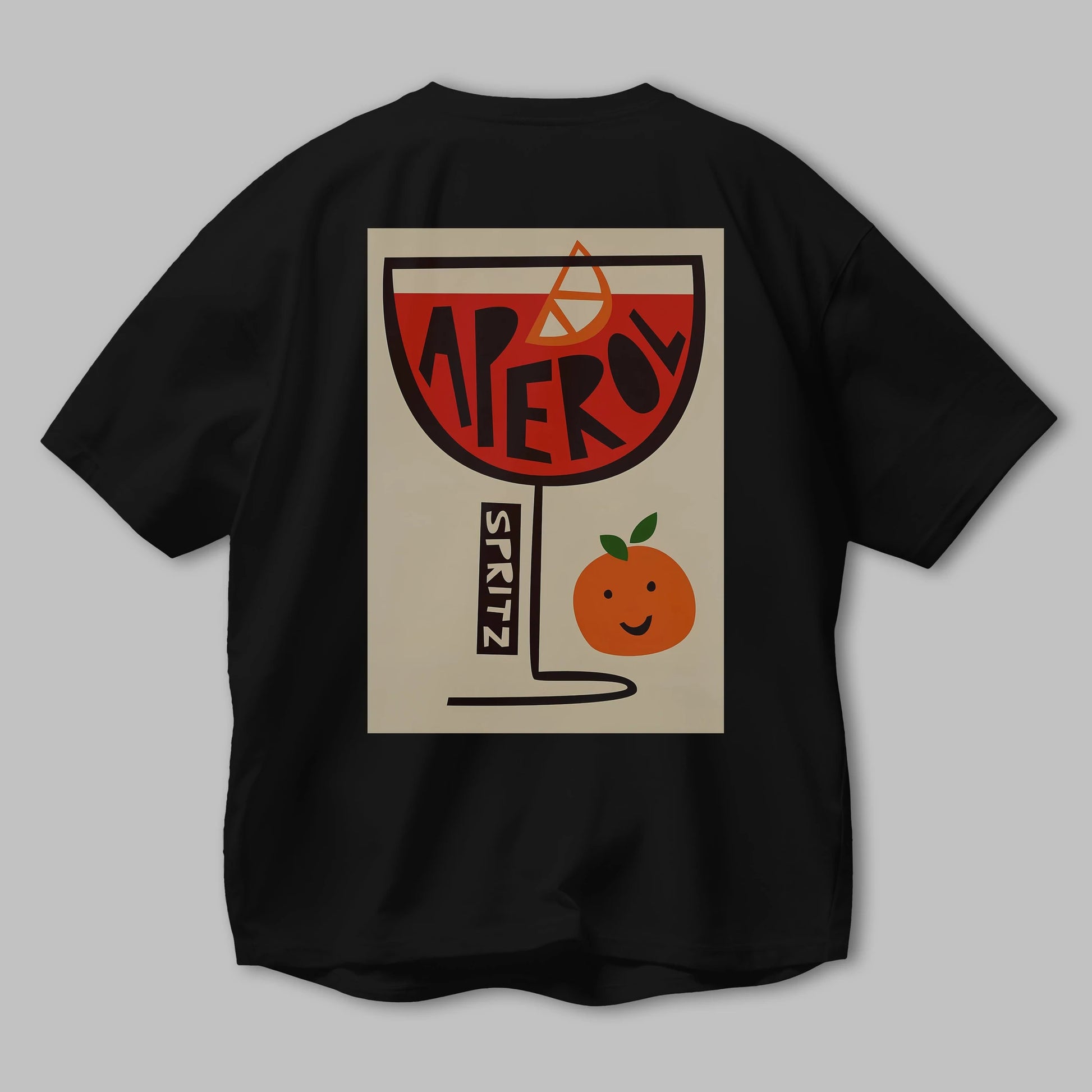 Aperol Spritz 9 Arka Baskılı Oversize t-shirt Erkek Kadın Unisex %100 Pamuk Bisiklet Yaka tişort