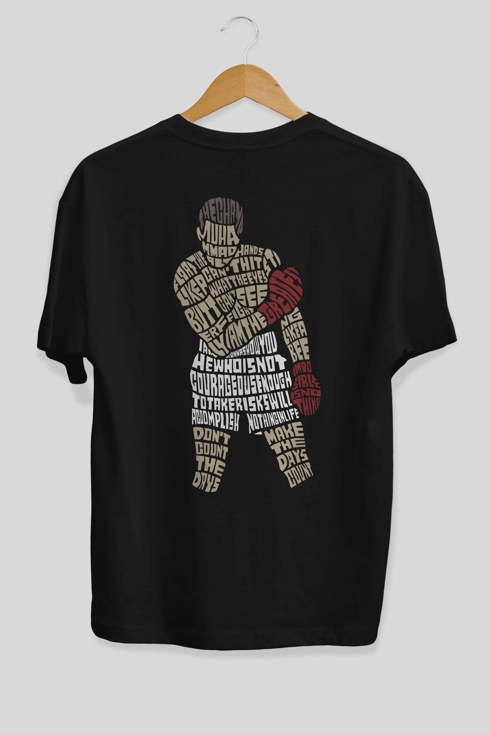The Champ Muhammad Ali Arka Baskılı Oversize t-shirt %100 pamuk Erkek Kadın Unisex