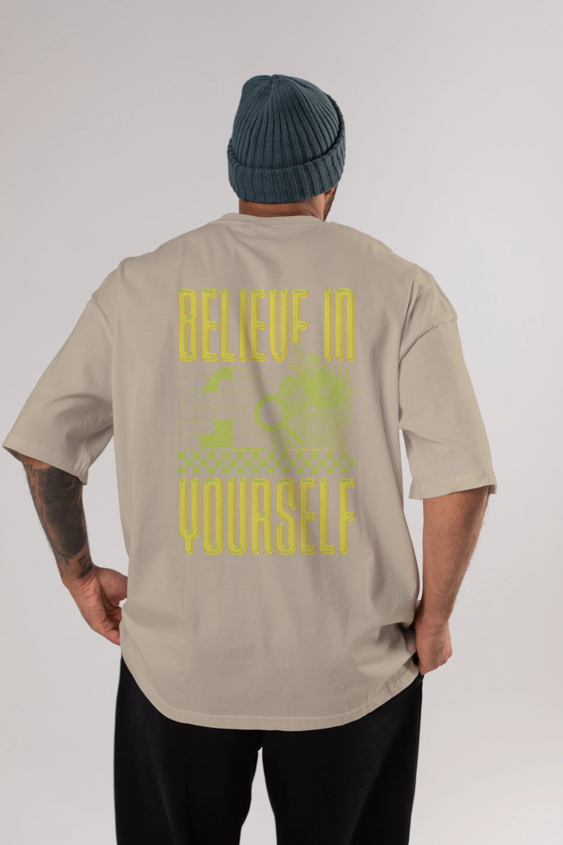 Believe in Yourself Yellow Arka Baskılı Oversize t-shirt Erkek Kadın Unisex