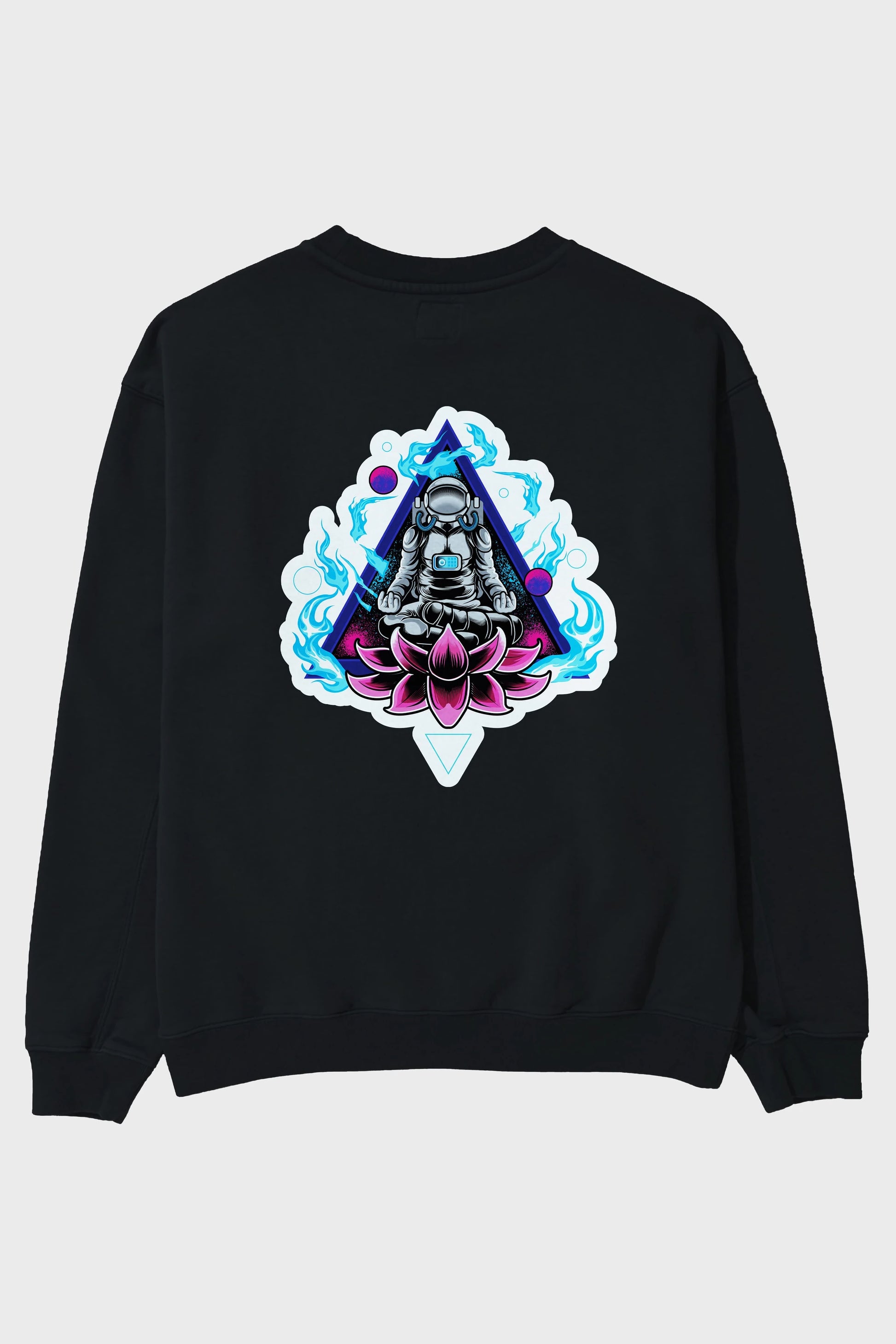 Astronaut Meditation Sticker Arka Baskılı Oversize Sweatshirt Erkek Kadın Unisex