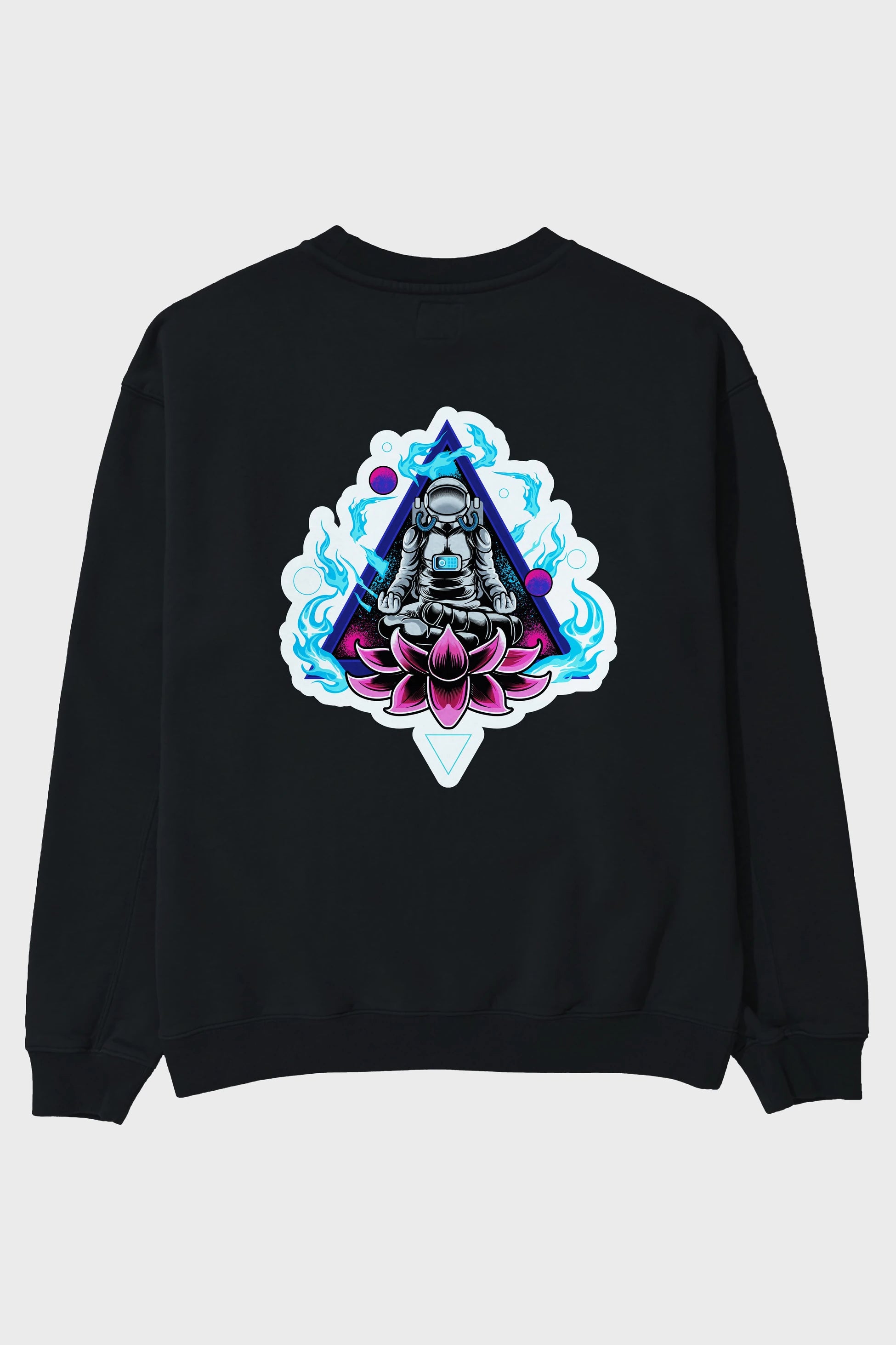 Astronaut Meditation Sticker Arka Baskılı Oversize Sweatshirt Erkek Kadın Unisex