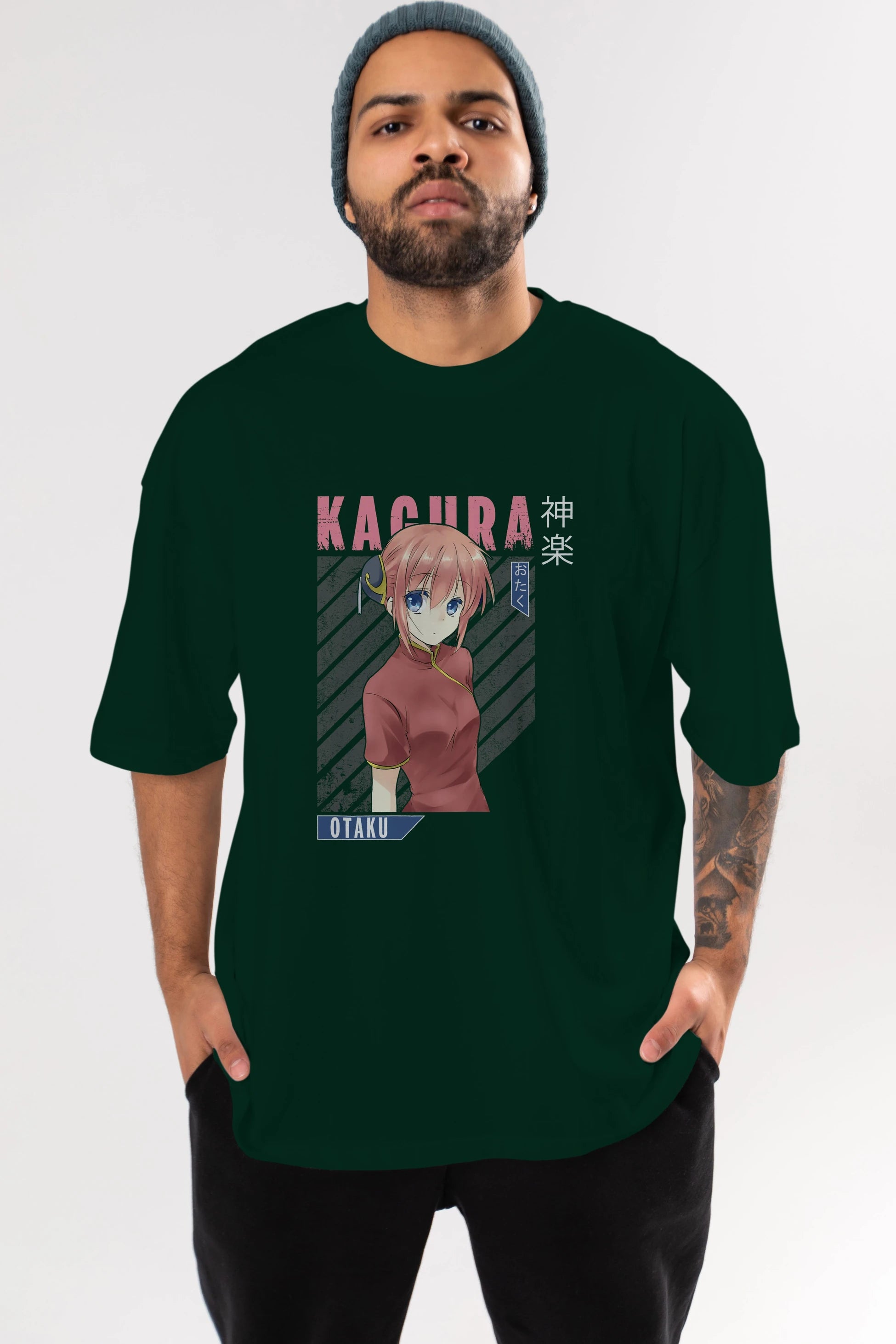Kagura GINTAMA Anime Ön Baskılı Oversize t-shirt %100 pamuk Erkek Kadın Unisex