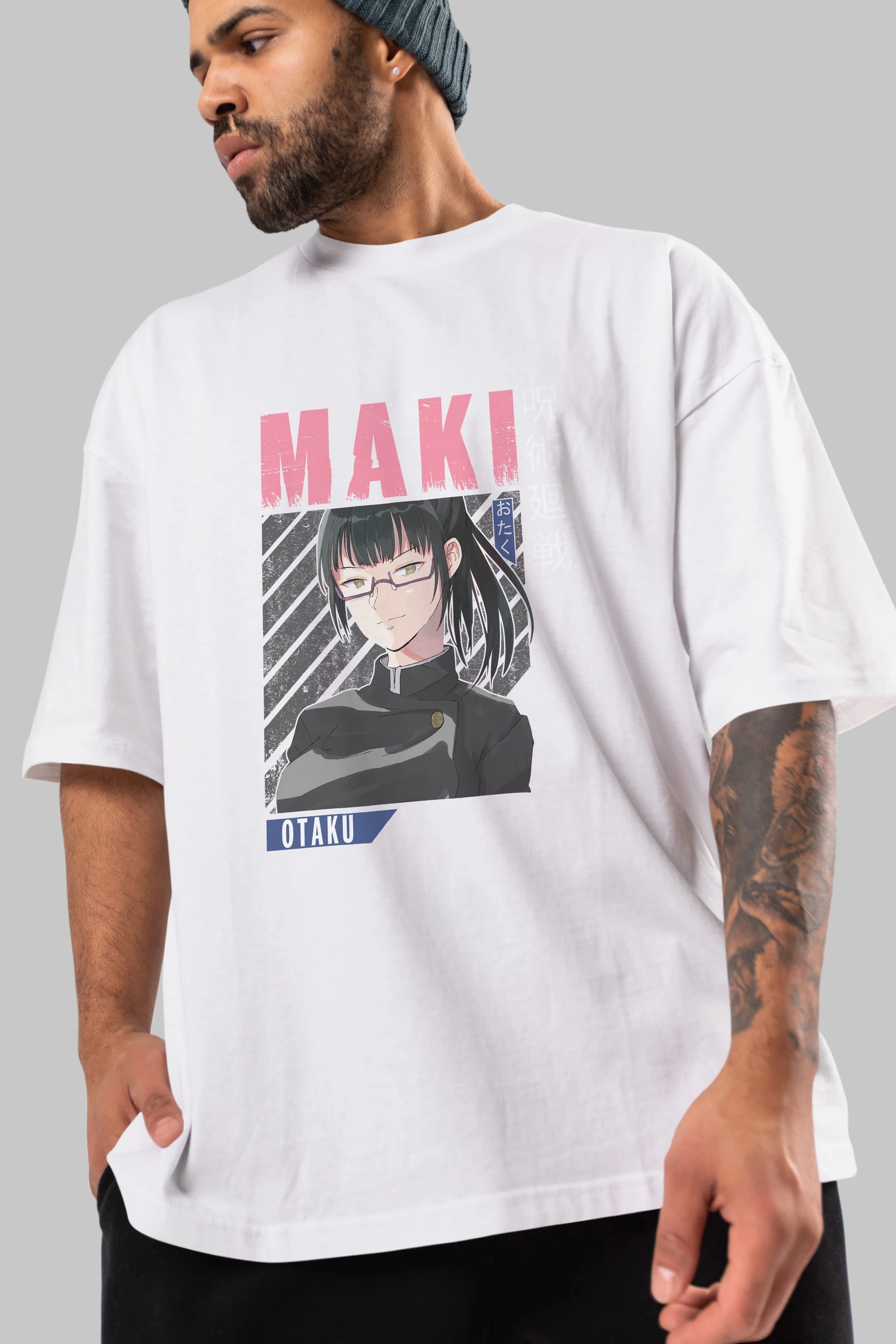 Maki Zenin CHAINSAWMAN 1 Anime Ön Baskılı Oversize t-shirt %100 pamuk Erkek Kadın Unisex