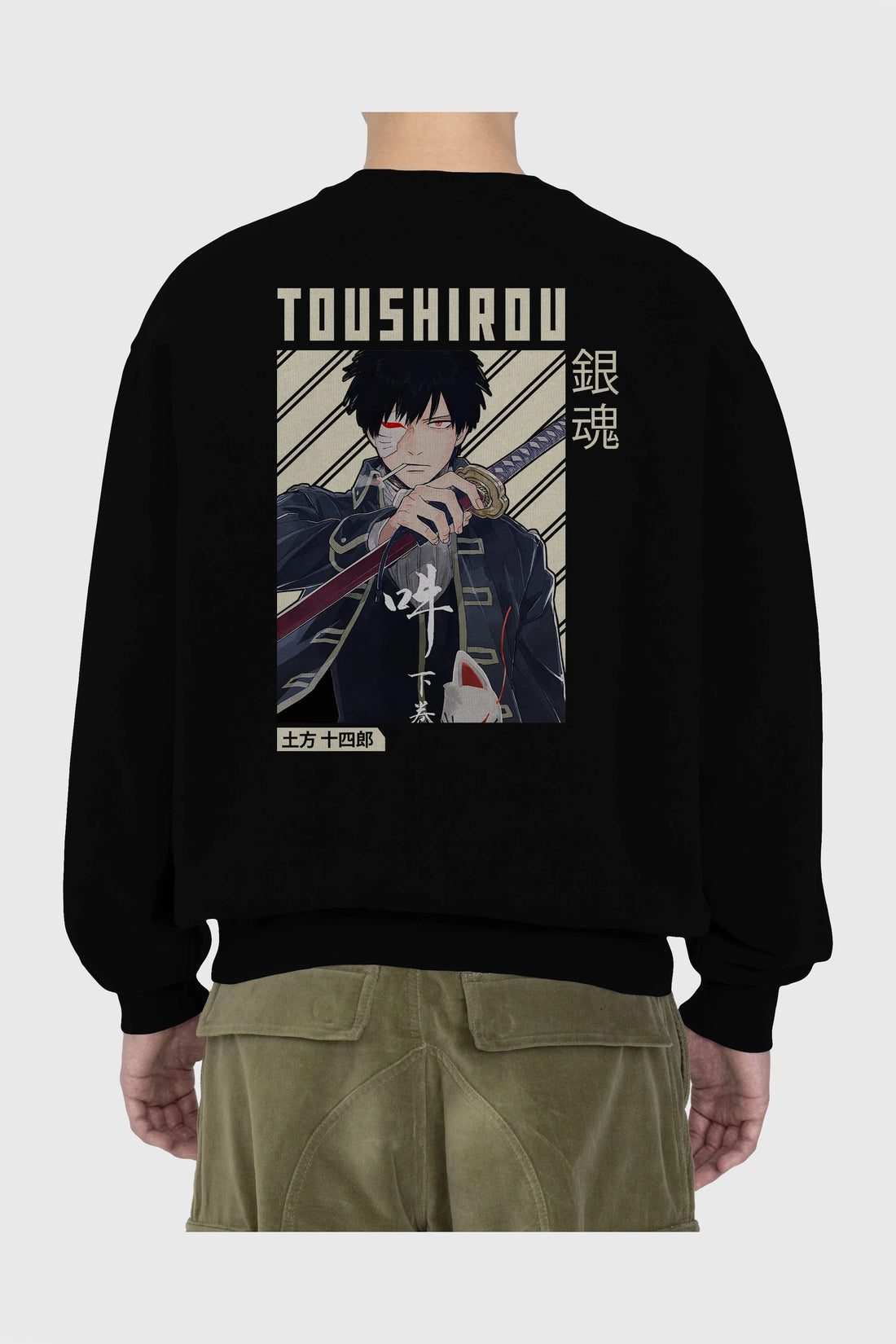 Toushirou Hijikata Anime Arka Baskılı Oversize Sweatshirt Erkek Kadın Unisex