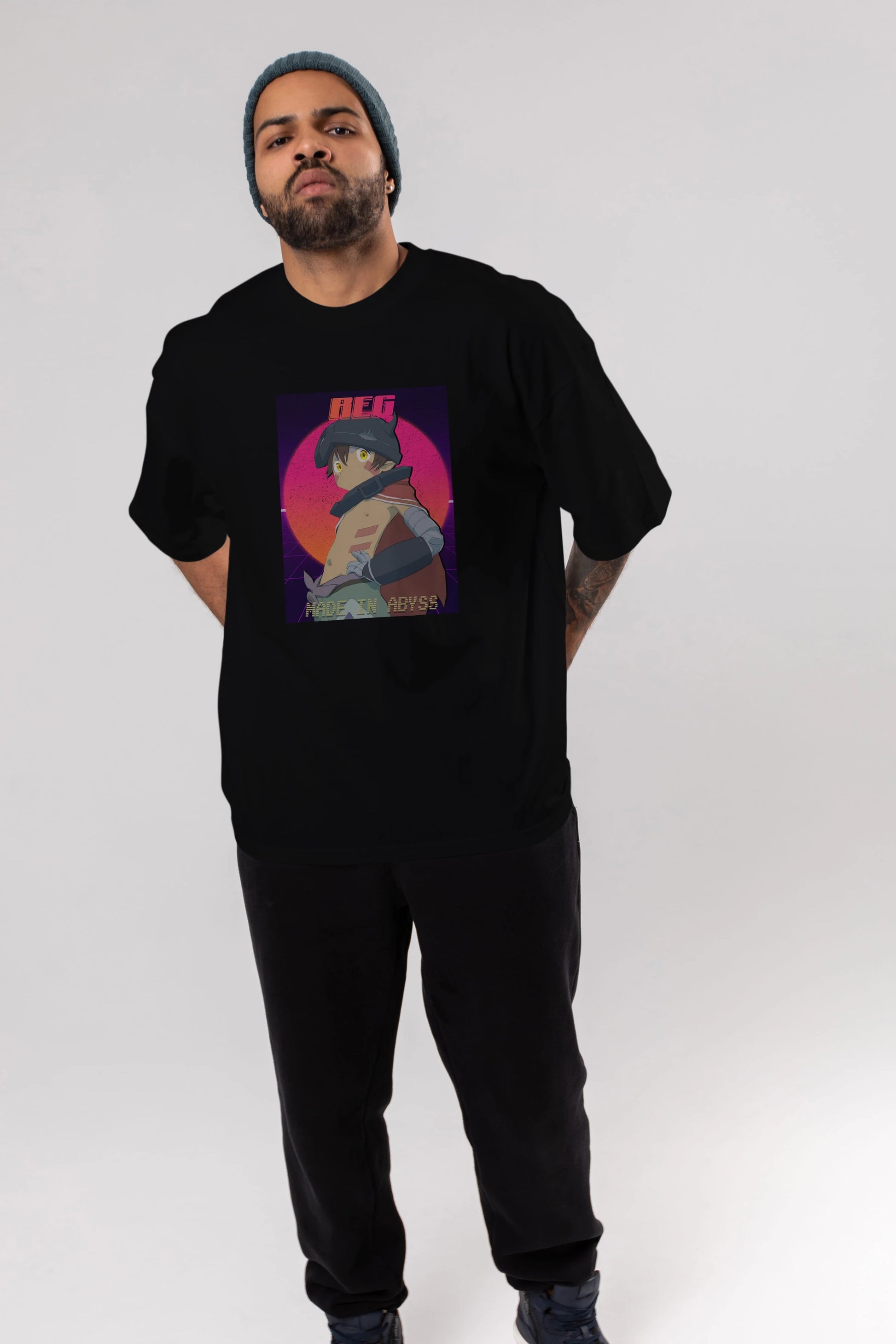Reg 7 Anime Ön Baskılı Oversize t-shirt %100 pamuk Erkek Kadın Unisex