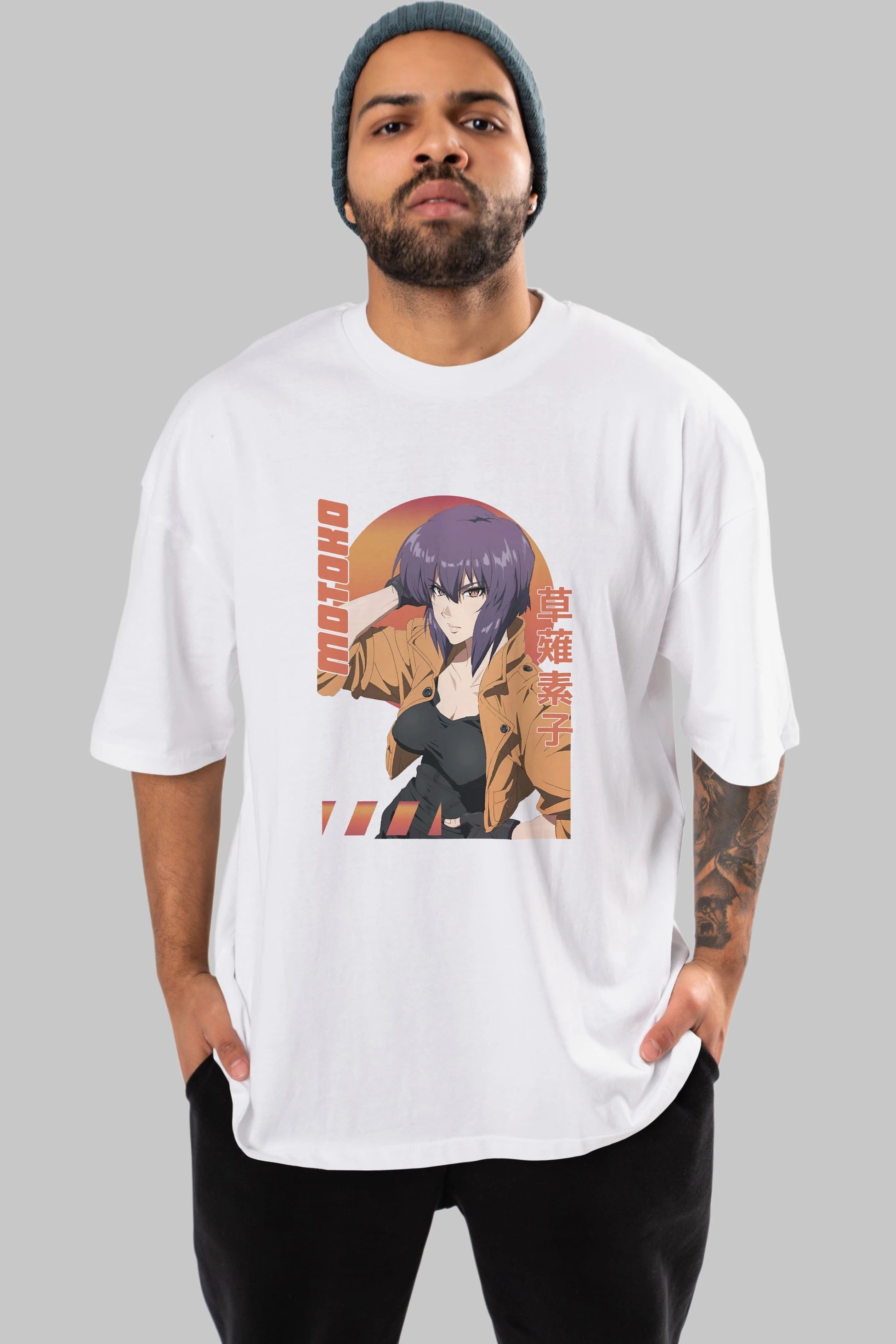 Motoko Kusanagi 9 Anime Ön Baskılı Oversize t-shirt %100 pamuk Erkek Kadın Unisex