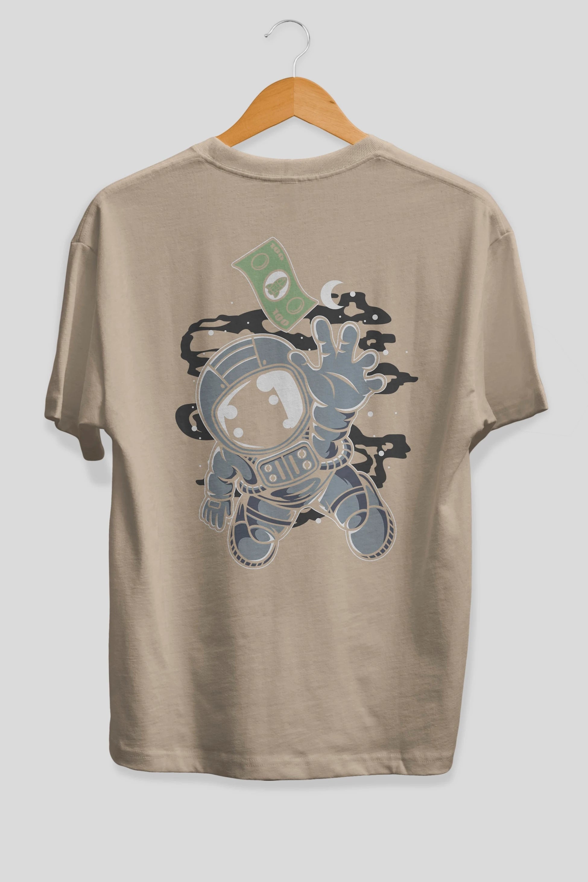 Astronaut Dollar Arka Baskılı Oversize t-shirt Erkek Kadın Unisex