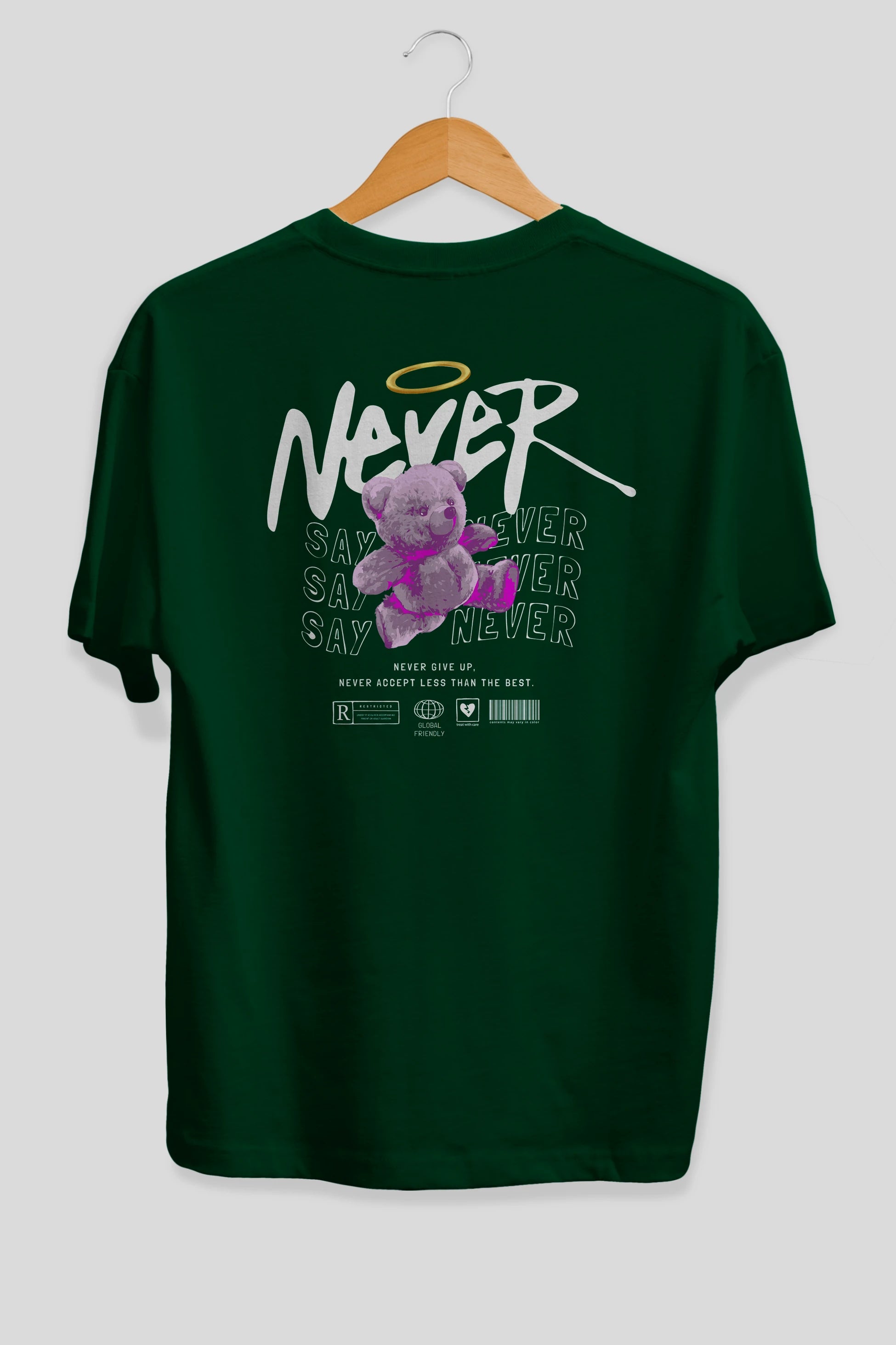 Teddy Bear Never Arka Baskılı Oversize t-shirt Erkek Kadın Unisex