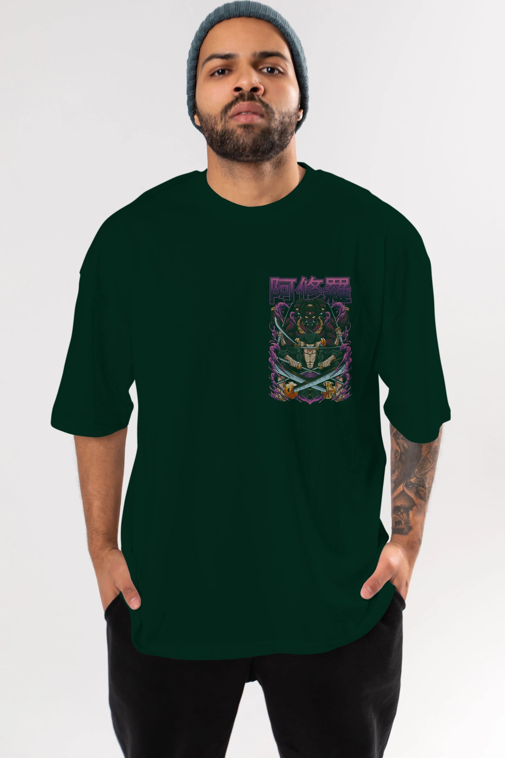 Roronoa Zoro 1 Ön Sol Baskılı Oversize t-shirt Erkek Kadın Unisex %100 Pamuk Bisiklet Yaka tişort