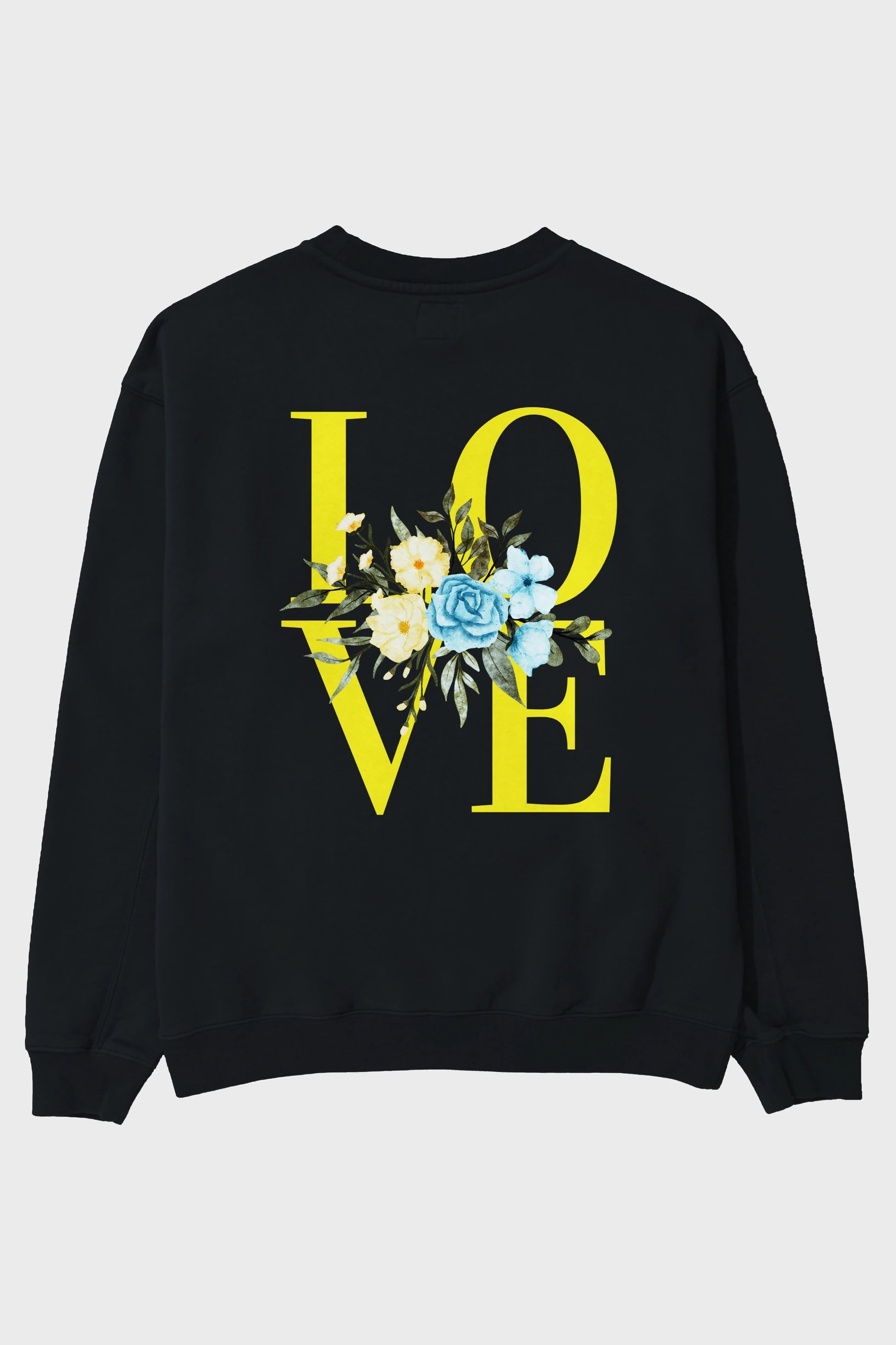 Love Flower Arka Baskılı Oversize Sweatshirt Erkek Kadın Unisex