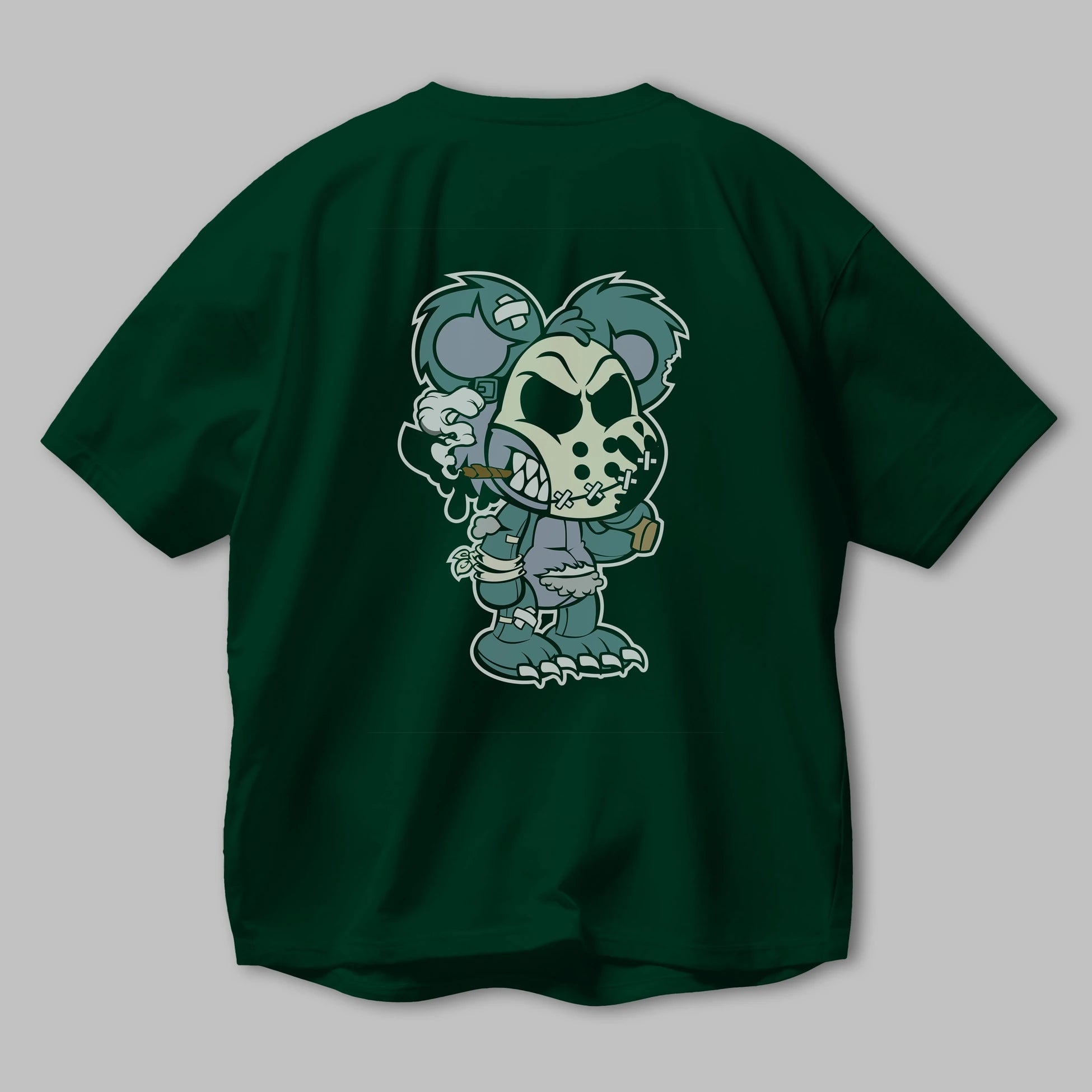 Evil Teddy Bear Arka Baskılı Oversize t-shirt Erkek Kadın Unisex %100 Pamuk tişort