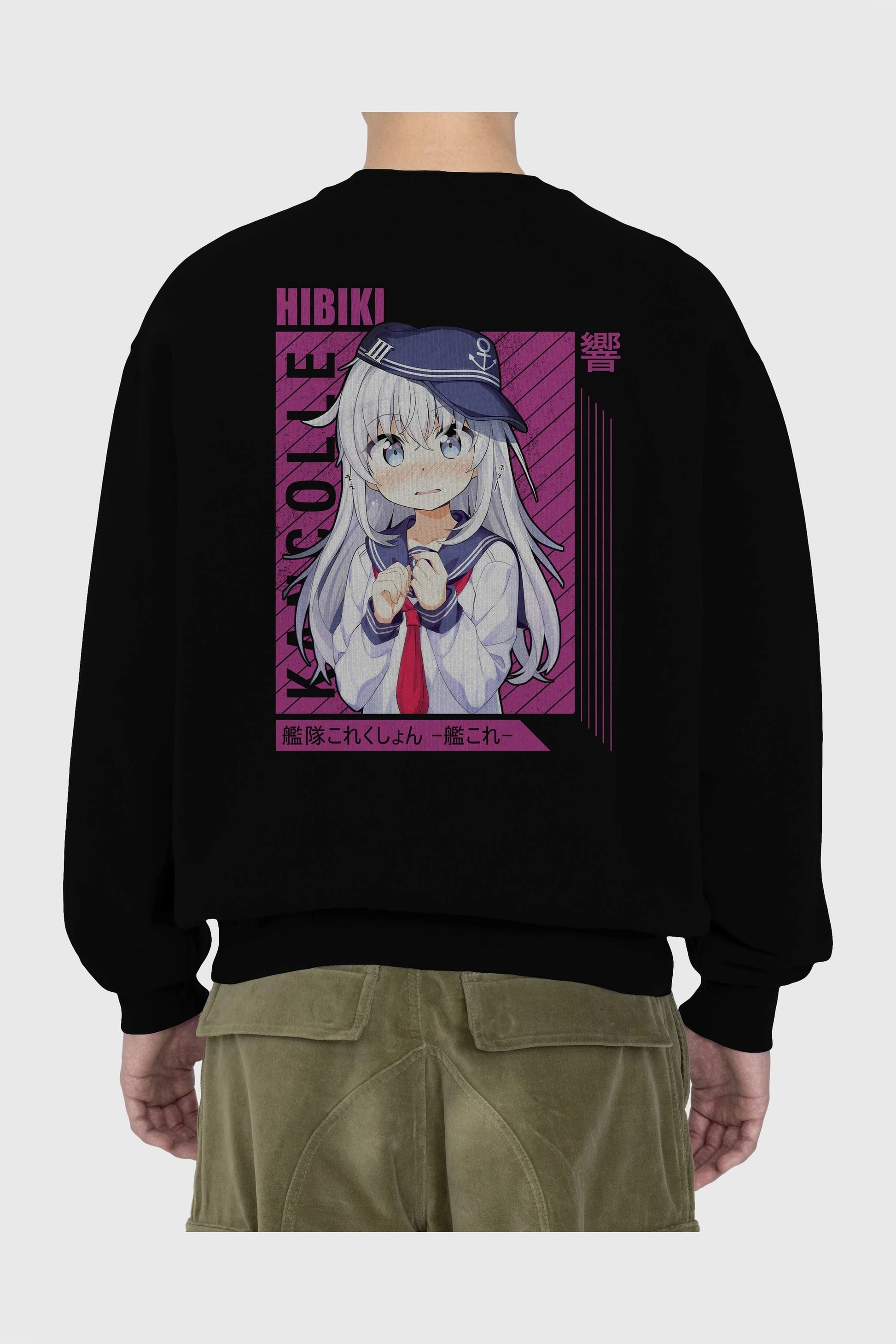 Hibiki 4 Anime Arka Baskılı Oversize Sweatshirt Erkek Kadın Unisex