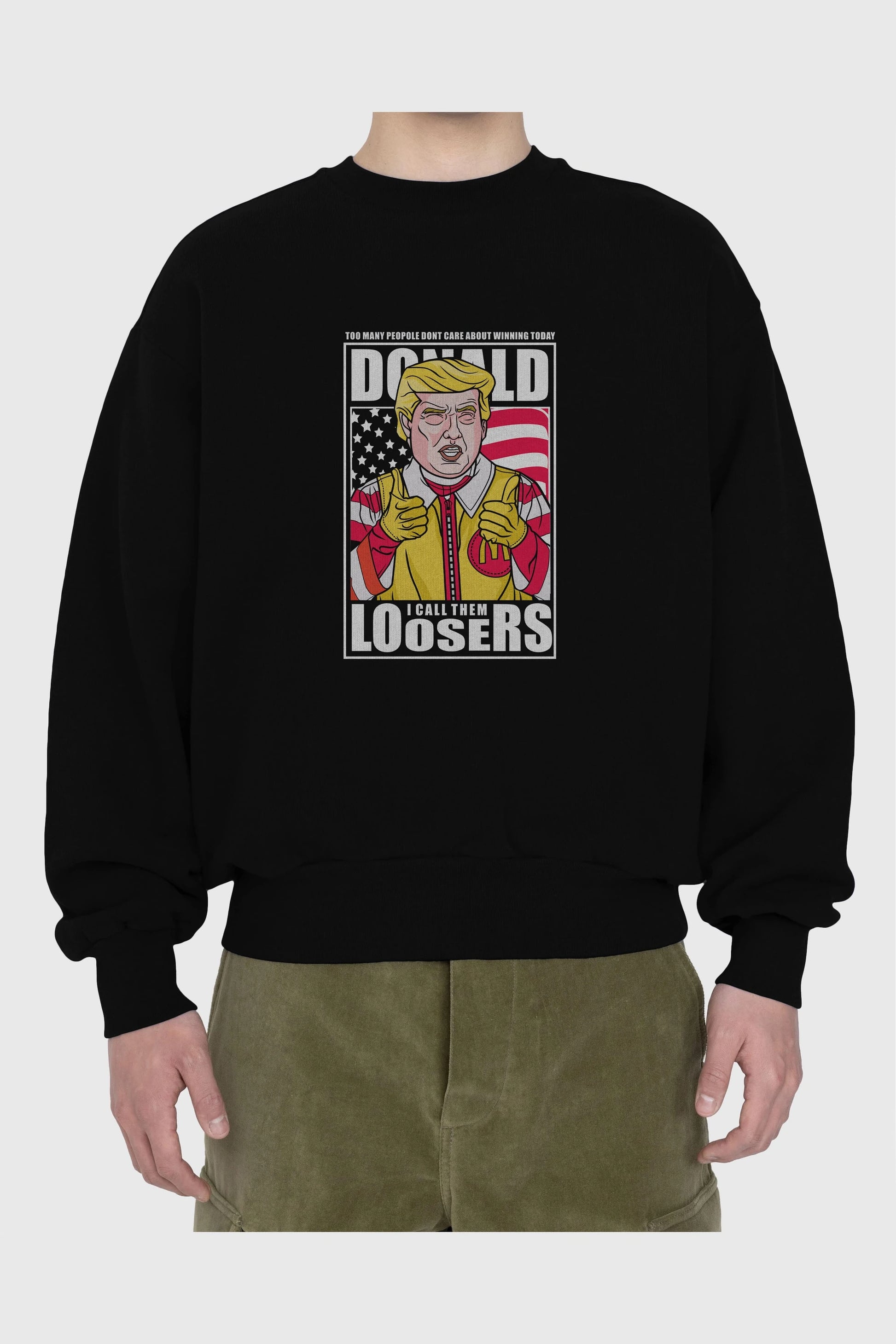 Ronald Trump Ön Baskılı Oversize Sweatshirt Erkek Kadın Unisex