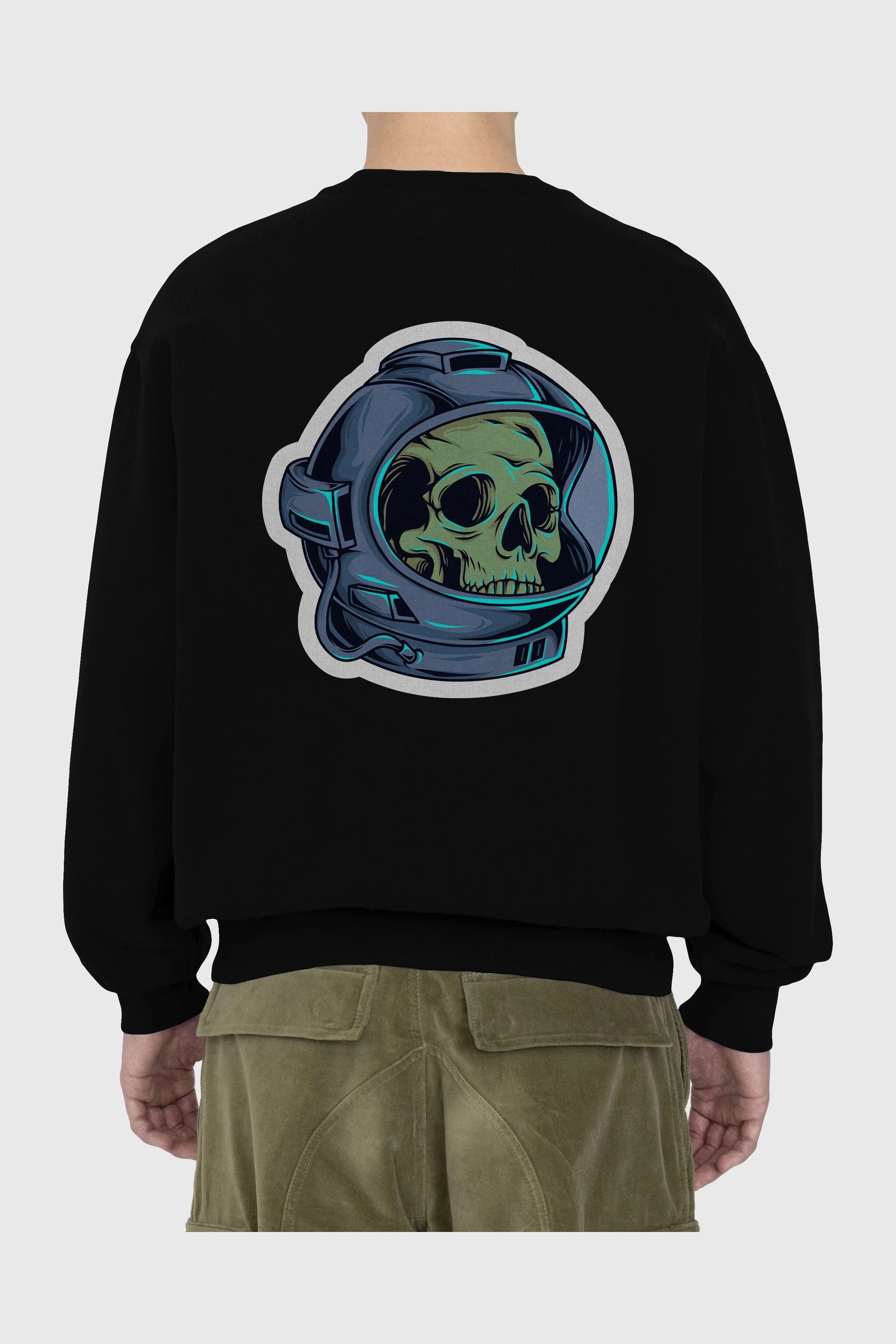 Astroskull Sticker Arka Baskılı Oversize Sweatshirt Erkek Kadın Unisex