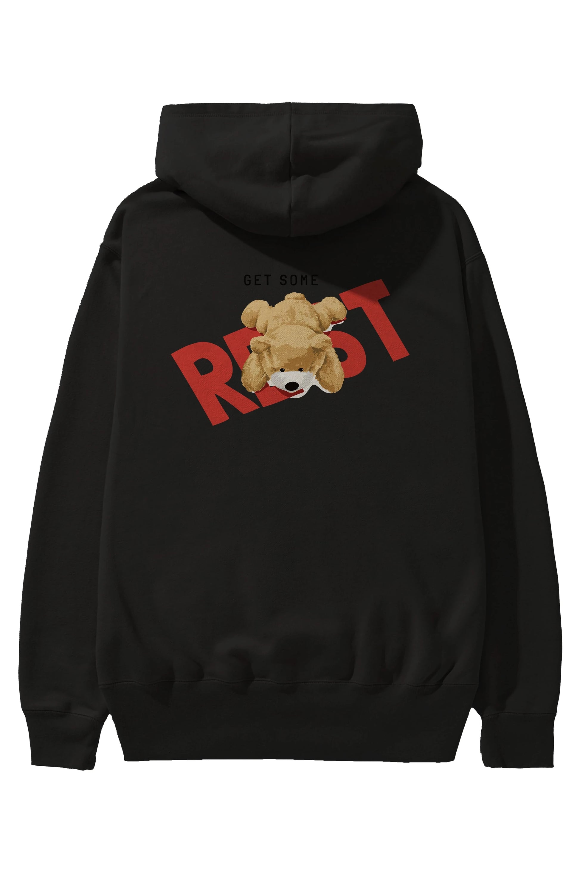 Teddy Bear Rest Arka Baskılı Hoodie Oversize Kapüşonlu Sweatshirt Erkek Kadın Unisex