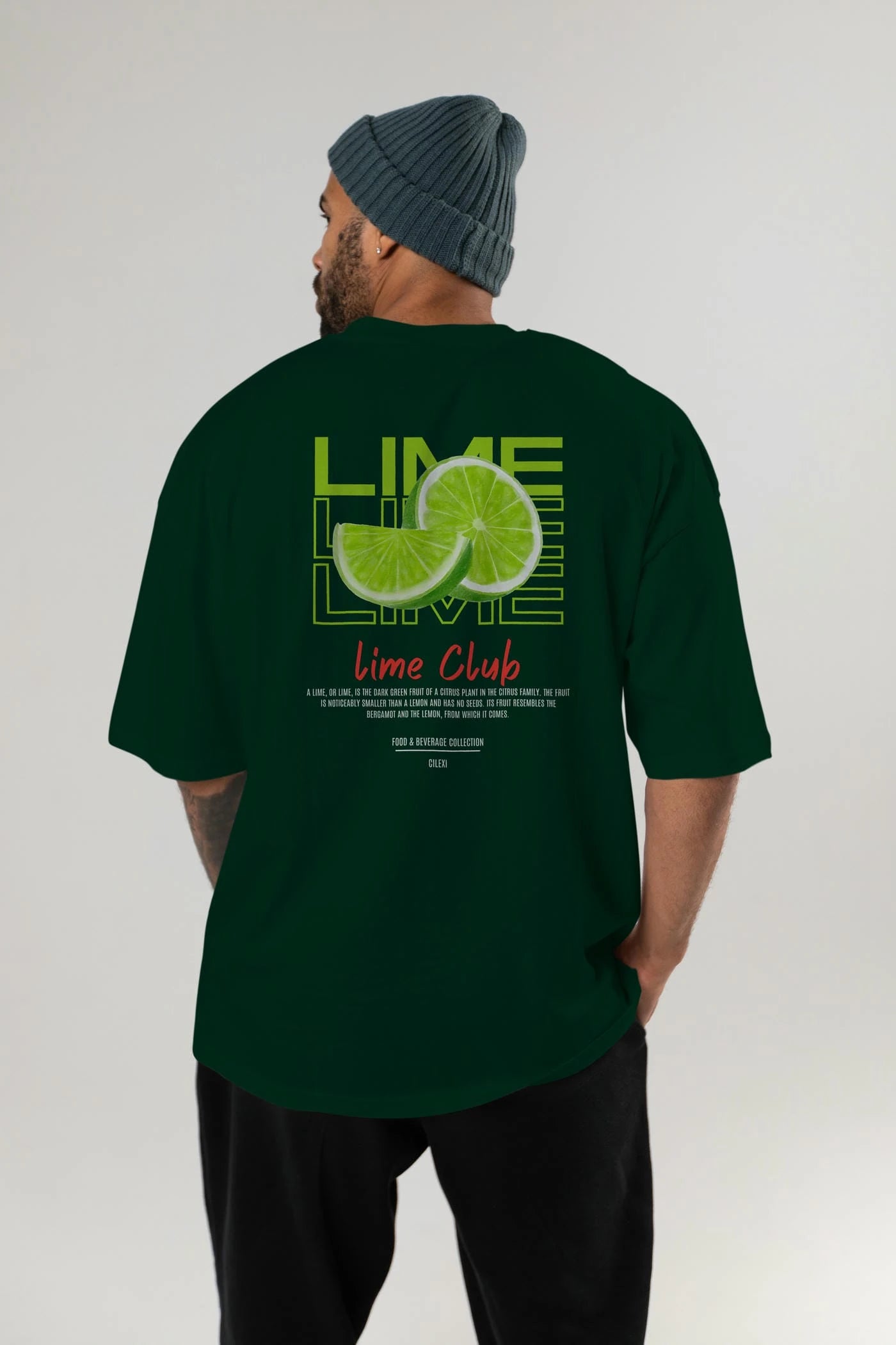 Lime Kokteyl Serisi Baskılı Oversize t-shirt Erkek Kadın Unisex %100 Pamuk Bisiklet Yaka tişort