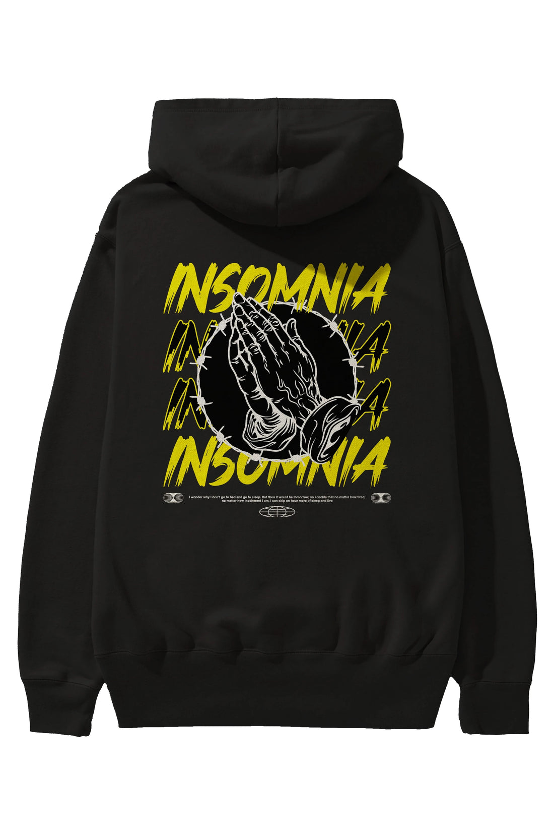 Insomnia Streetwear Arka Baskılı Hoodie Oversize Kapüşonlu Sweatshirt Erkek Kadın Unisex