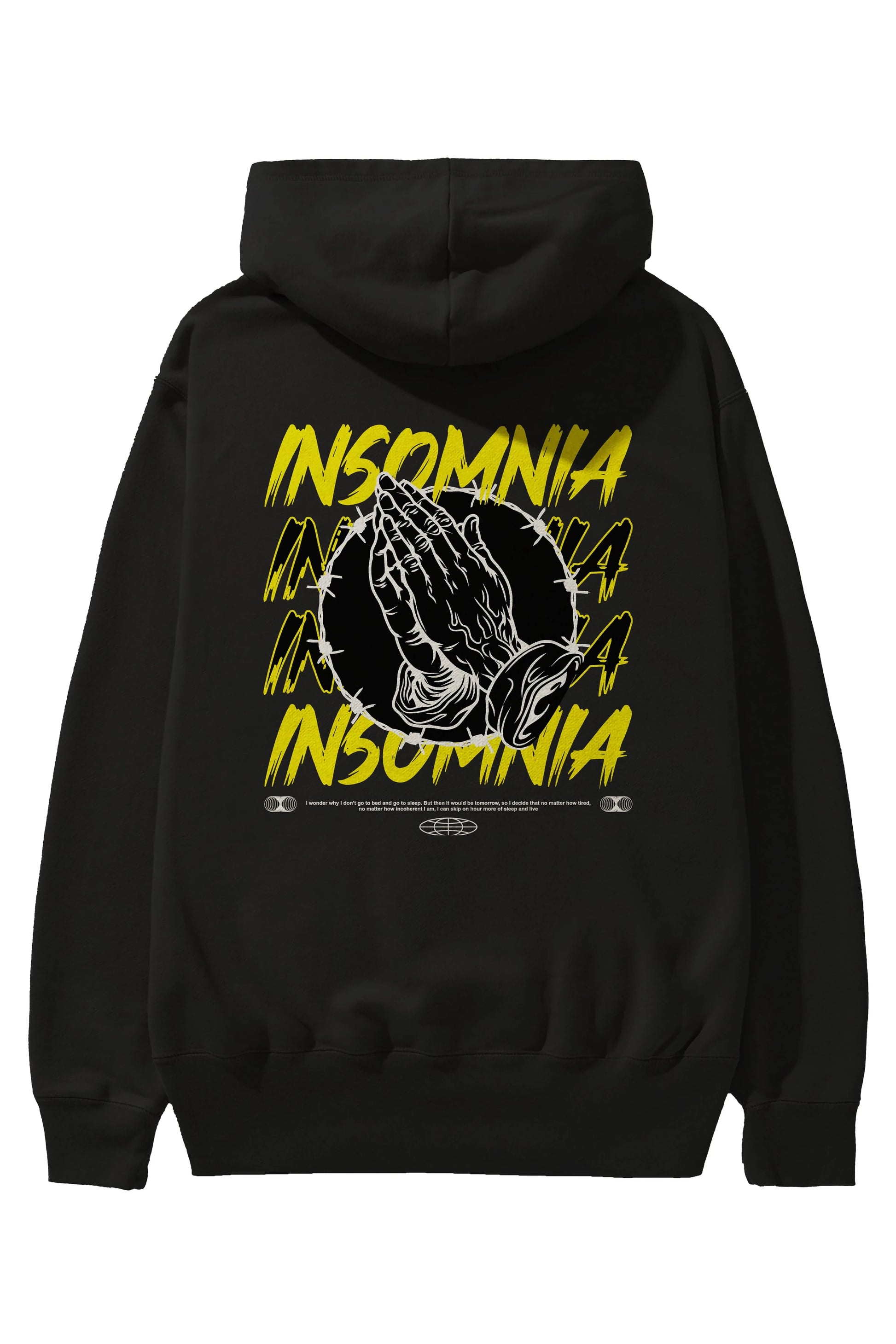 Insomnia Streetwear Arka Baskılı Hoodie Oversize Kapüşonlu Sweatshirt Erkek Kadın Unisex