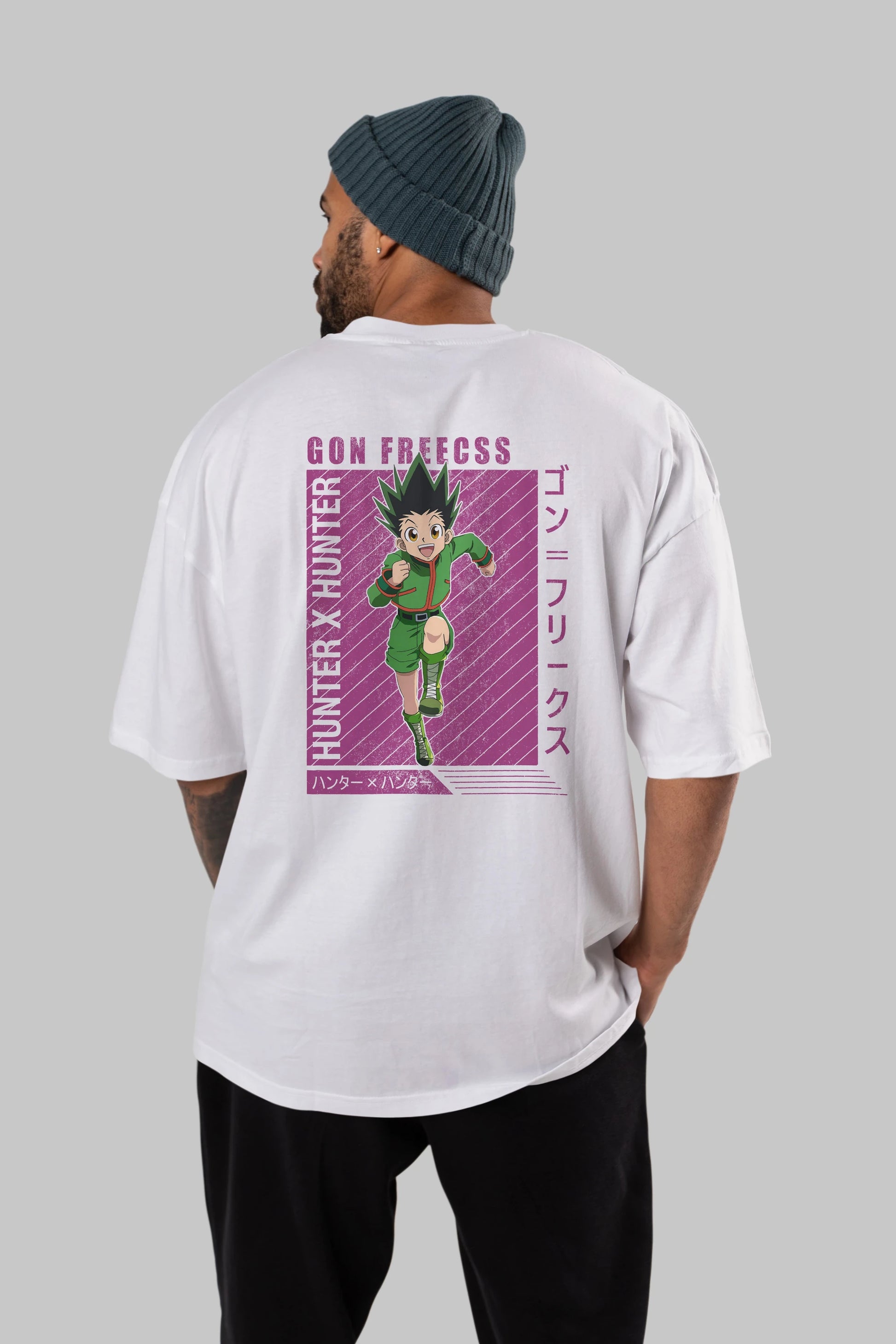 Gon Freecss HUNTER X HUNTER 3 Anime Arka Baskılı Oversize t-shirt Erkek Kadın Unisex