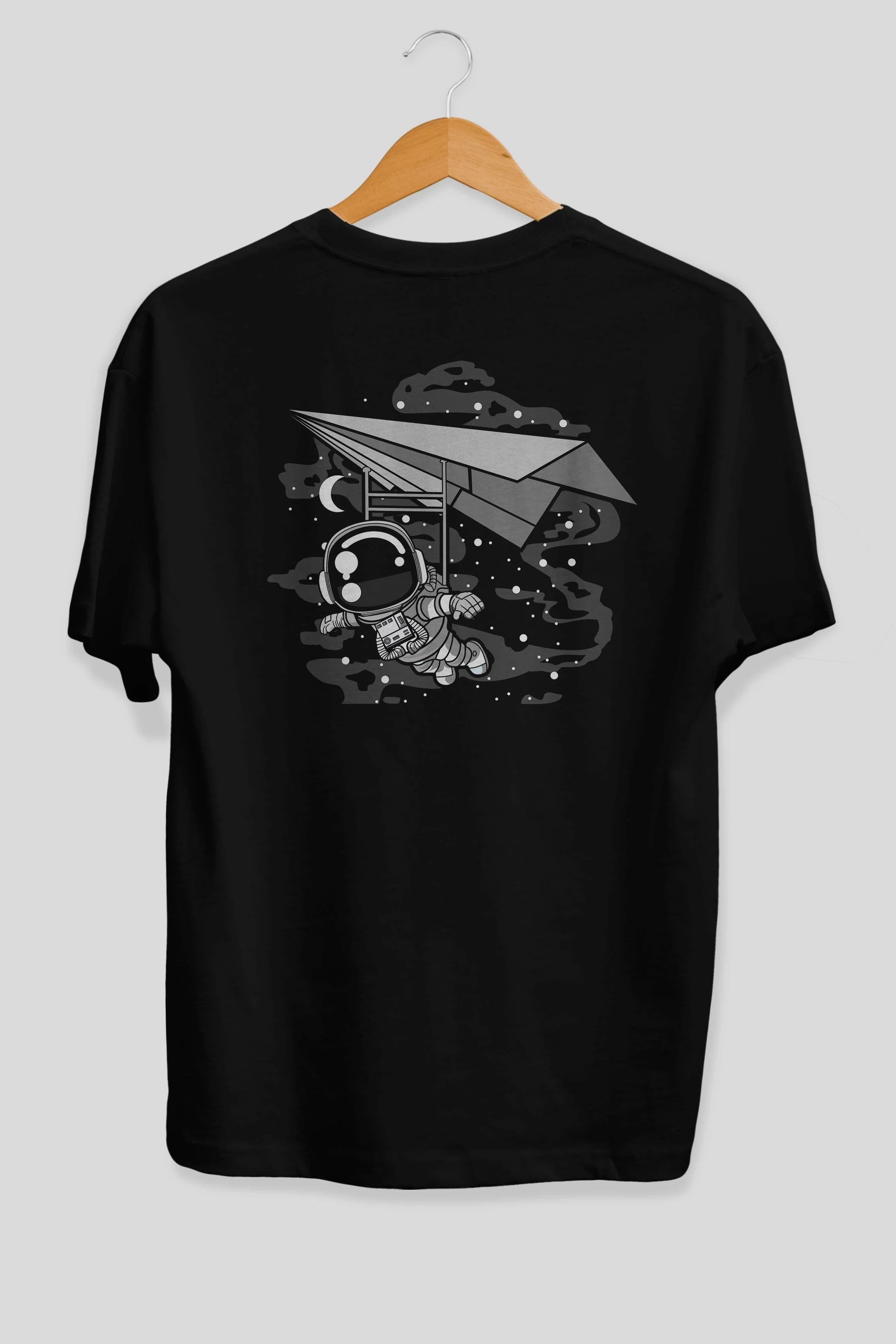 Astronaut Flying Arka Baskılı Oversize t-shirt Erkek Kadın Unisex