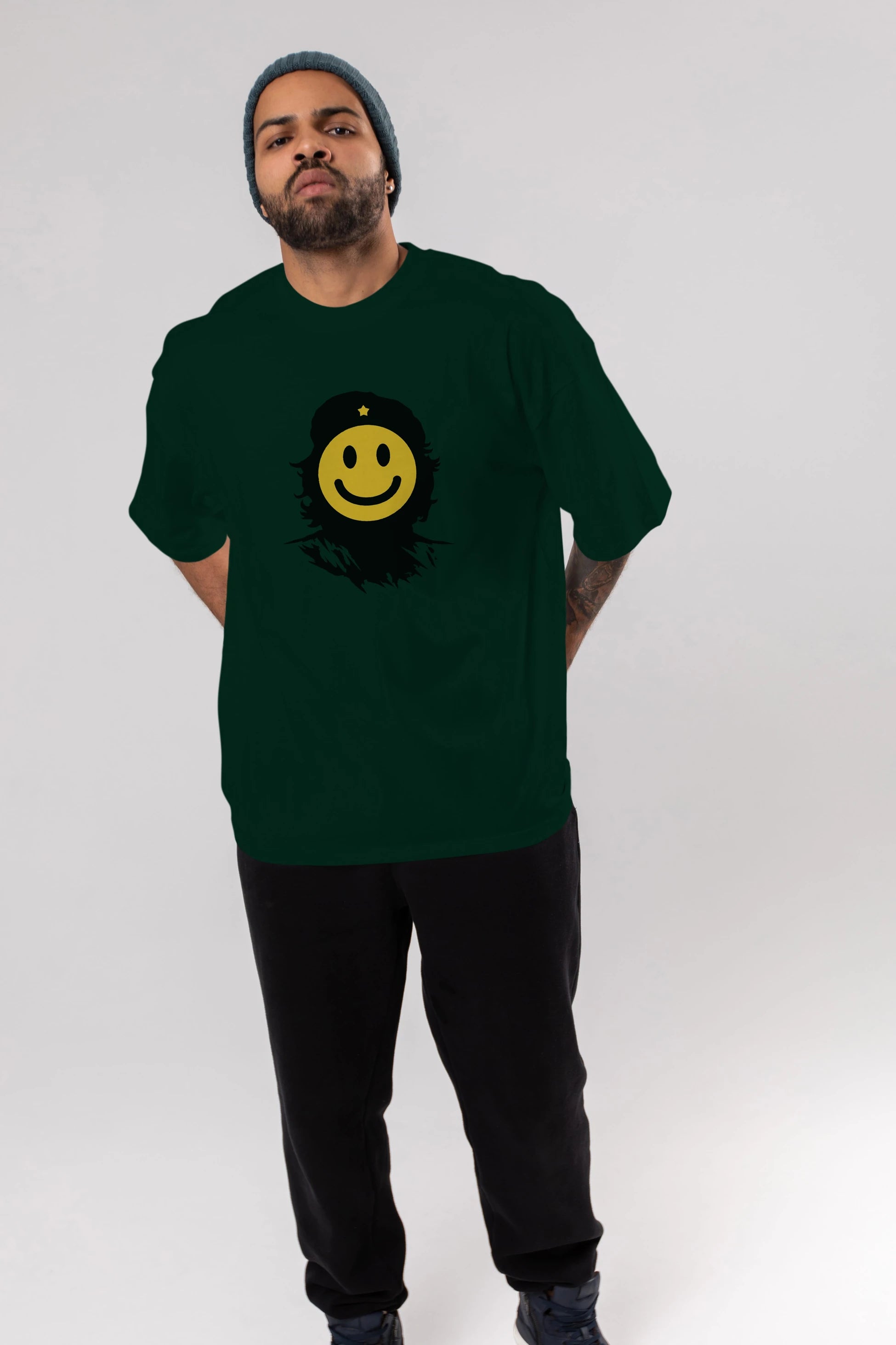 Che Smile Ön Baskılı Oversize t-shirt %100 pamuk Erkek Kadın Unisex