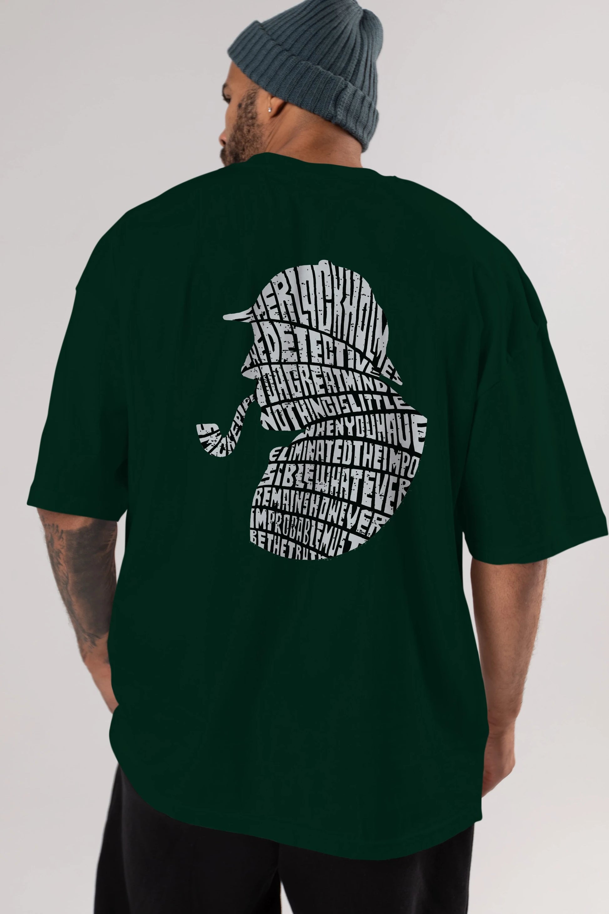 Holmes Arka Baskılı Oversize t-shirt %100 pamuk Erkek Kadın Unisex