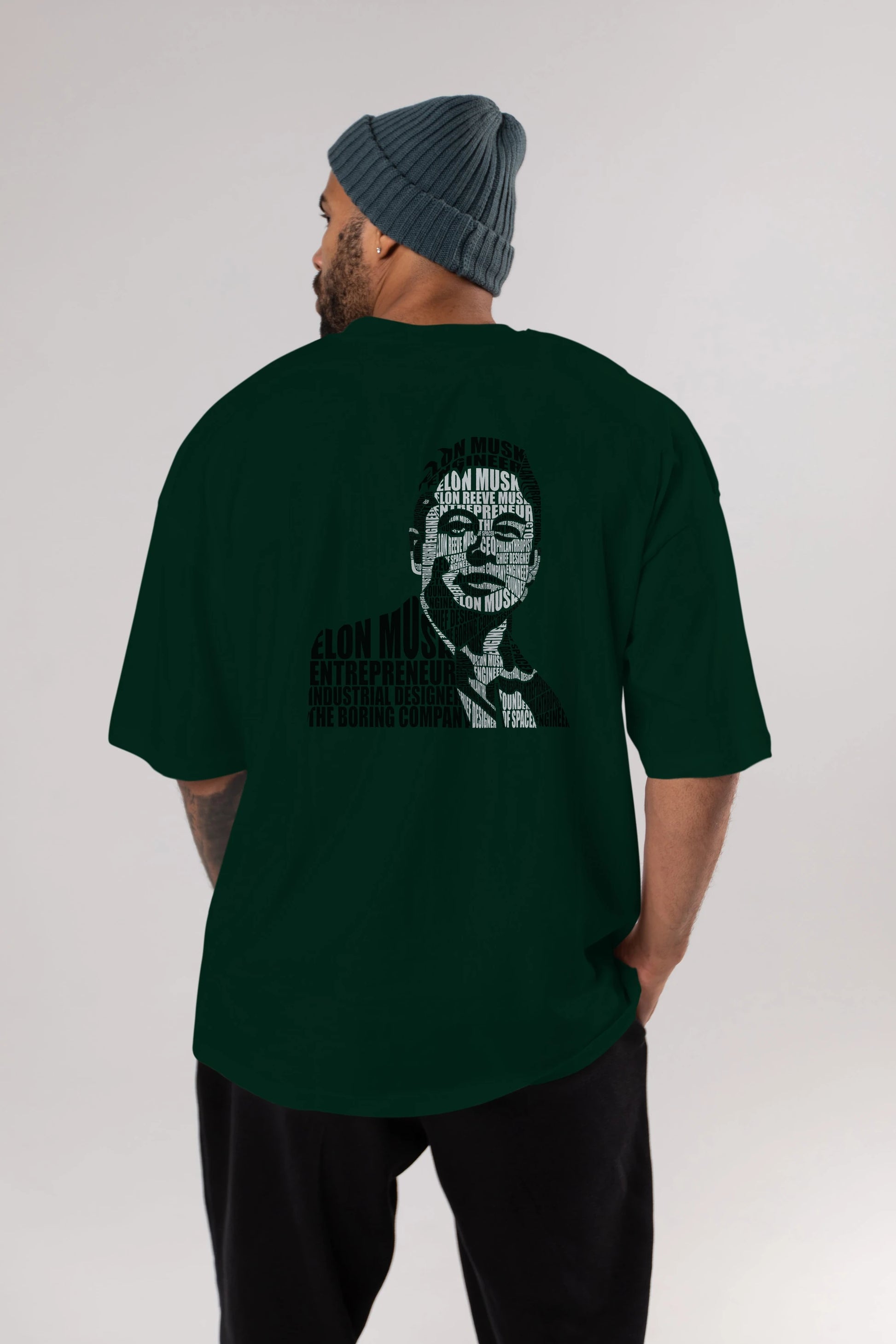Elon Musk Calligram Arka Baskılı Oversize t-shirt %100 pamuk Erkek Kadın Unisex