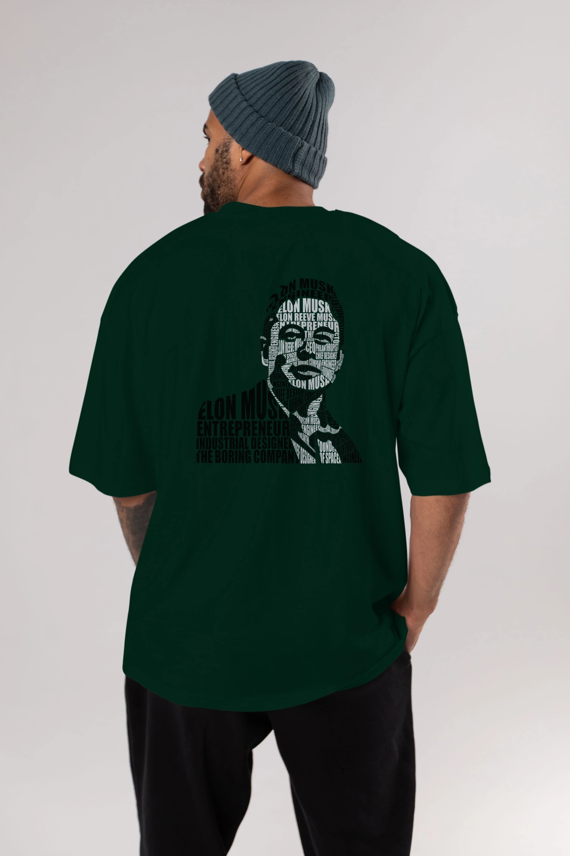 Elon Musk Calligram Arka Baskılı Oversize t-shirt %100 pamuk Erkek Kadın Unisex