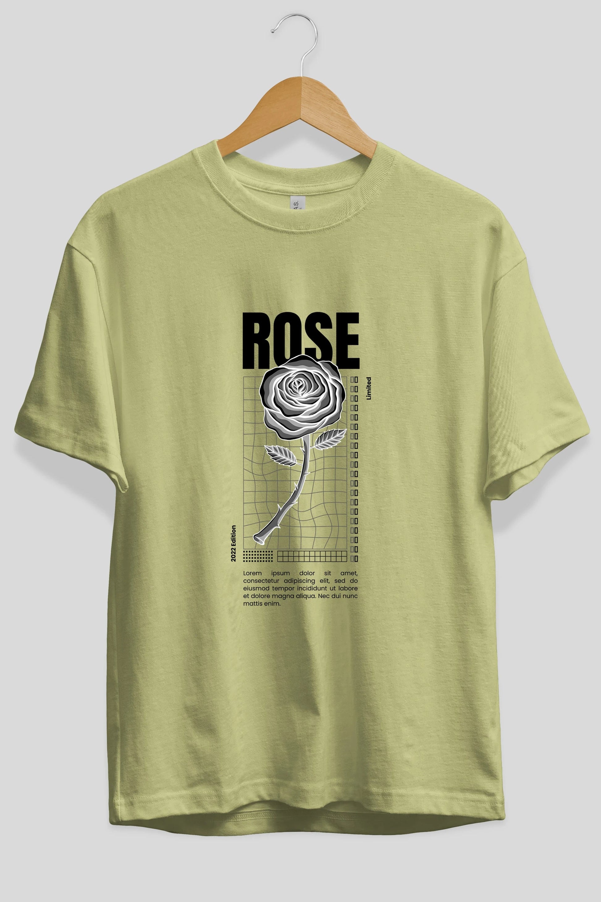 Rose Streetwear Ön Baskılı Oversize t-shirt Erkek Kadın Unisex