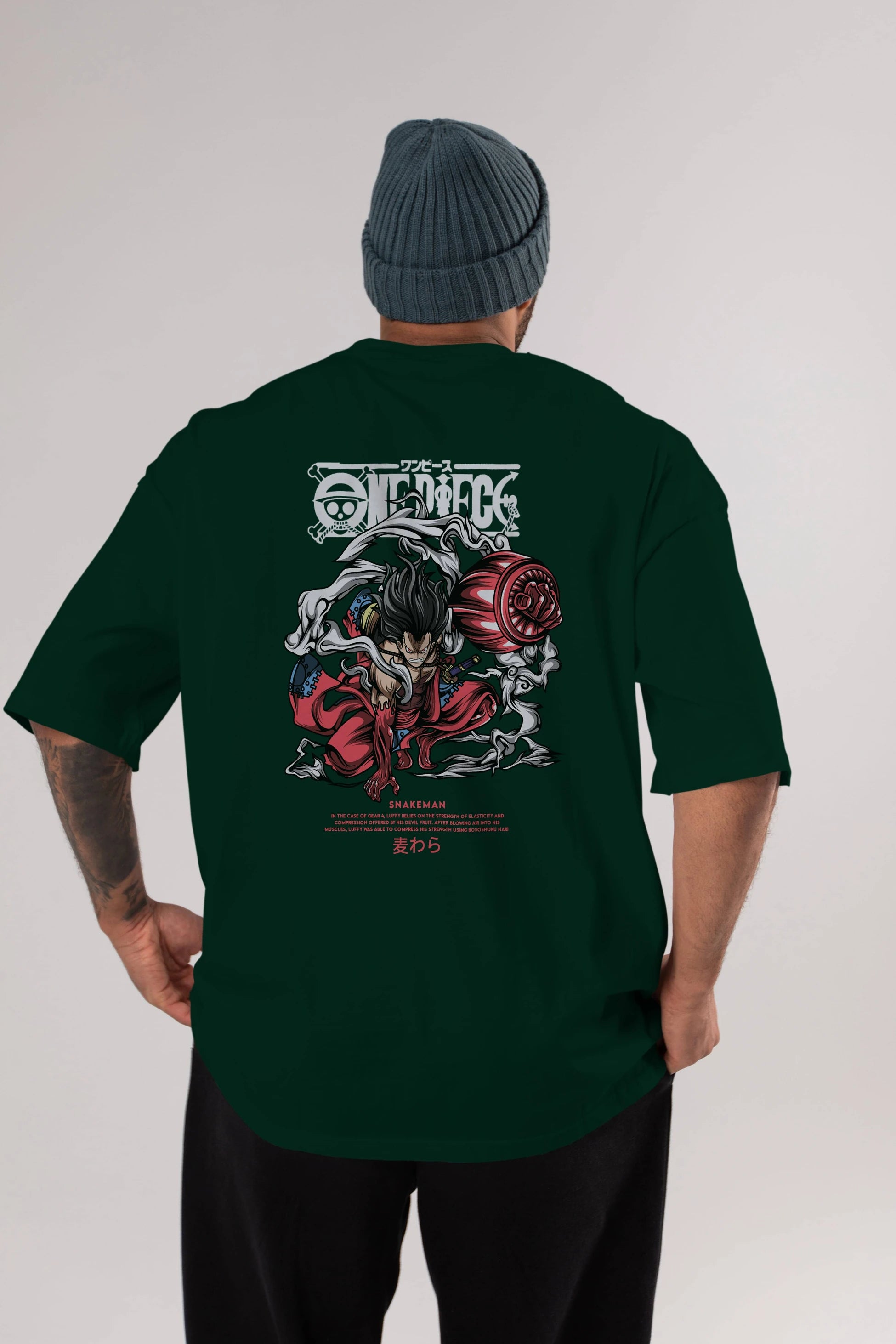One Piece Snakeman Anime Arka Baskılı Oversize t-shirt Erkek Kadın Unisex