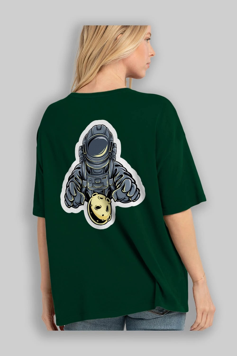 Astromoon sticker Arka Baskılı Oversize t-shirt Erkek Kadın Unisex