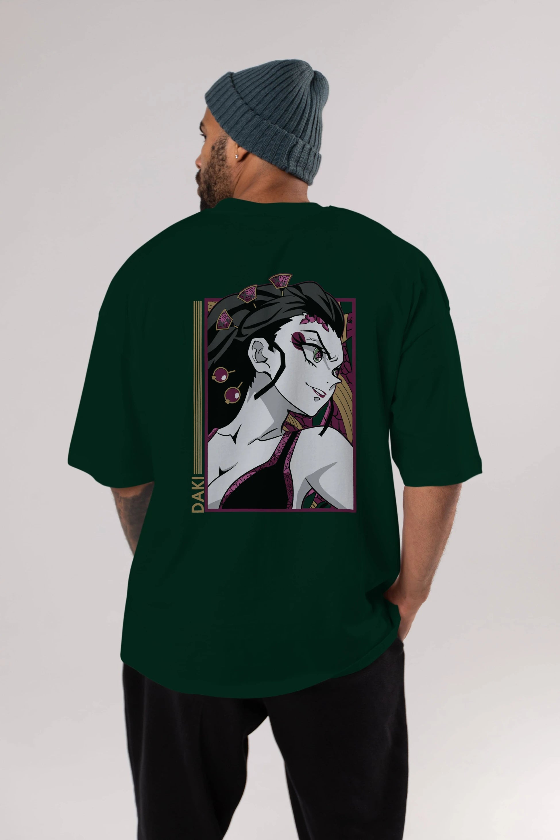 Daki DEMION SLAYER Anime Arka Baskılı Oversize t-shirt Erkek Kadın Unisex