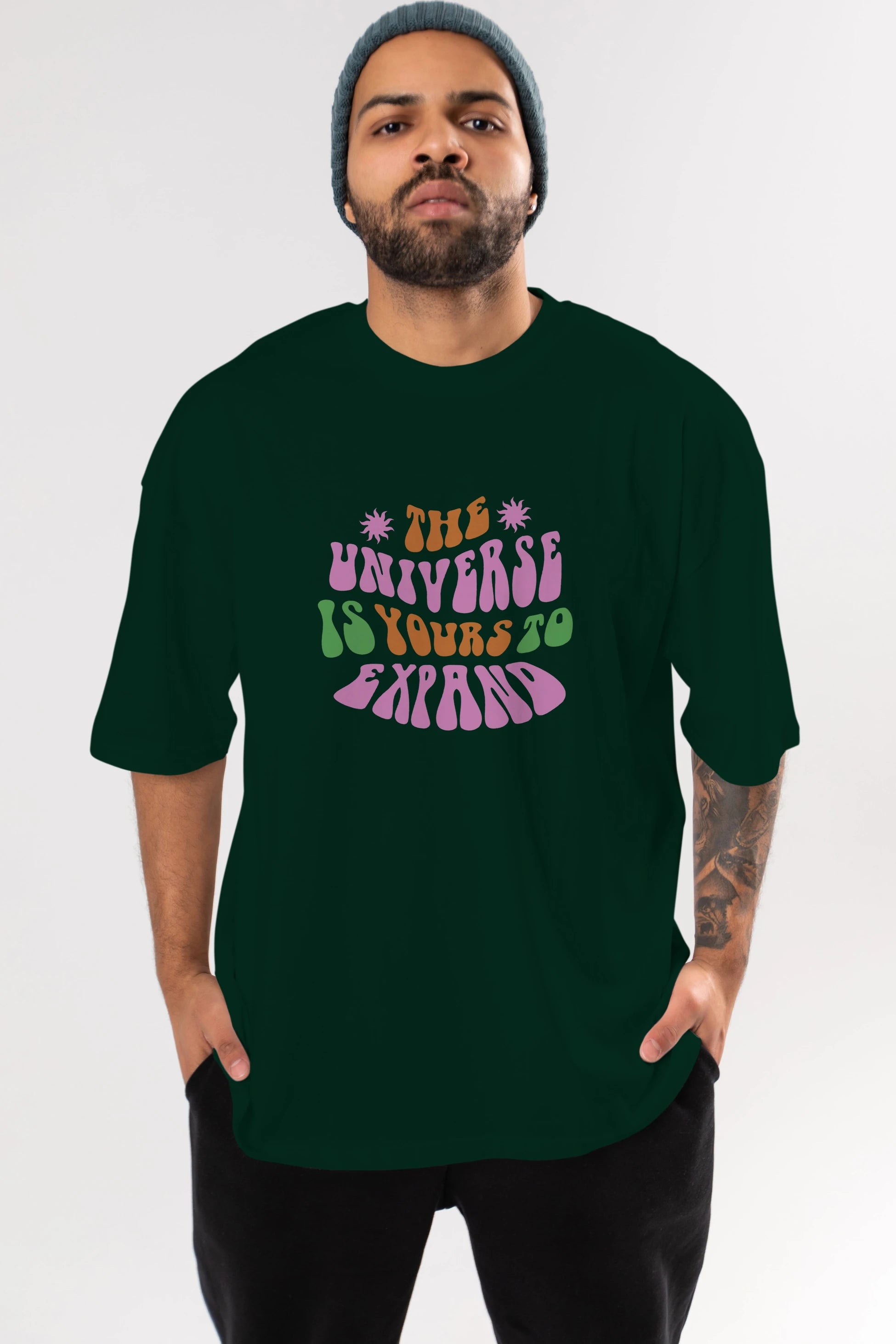 The Universe is Yours Yazılı Ön Baskılı Oversize t-shirt Erkek Kadın Unisex