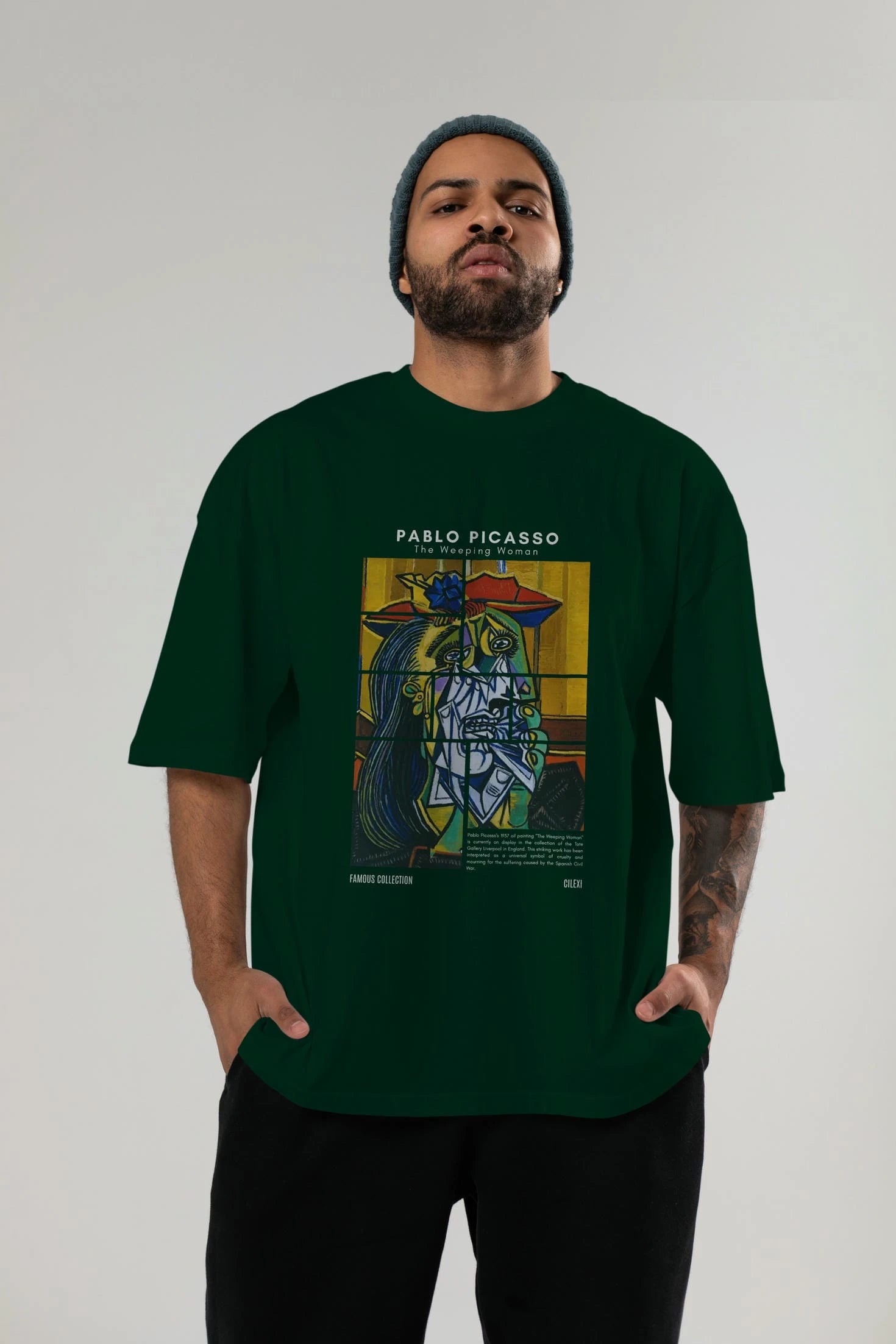 Pablo Picasso ön Baskılı Oversize t-shirt Erkek Kadın Bisiklet Yaka Pamuk tişort