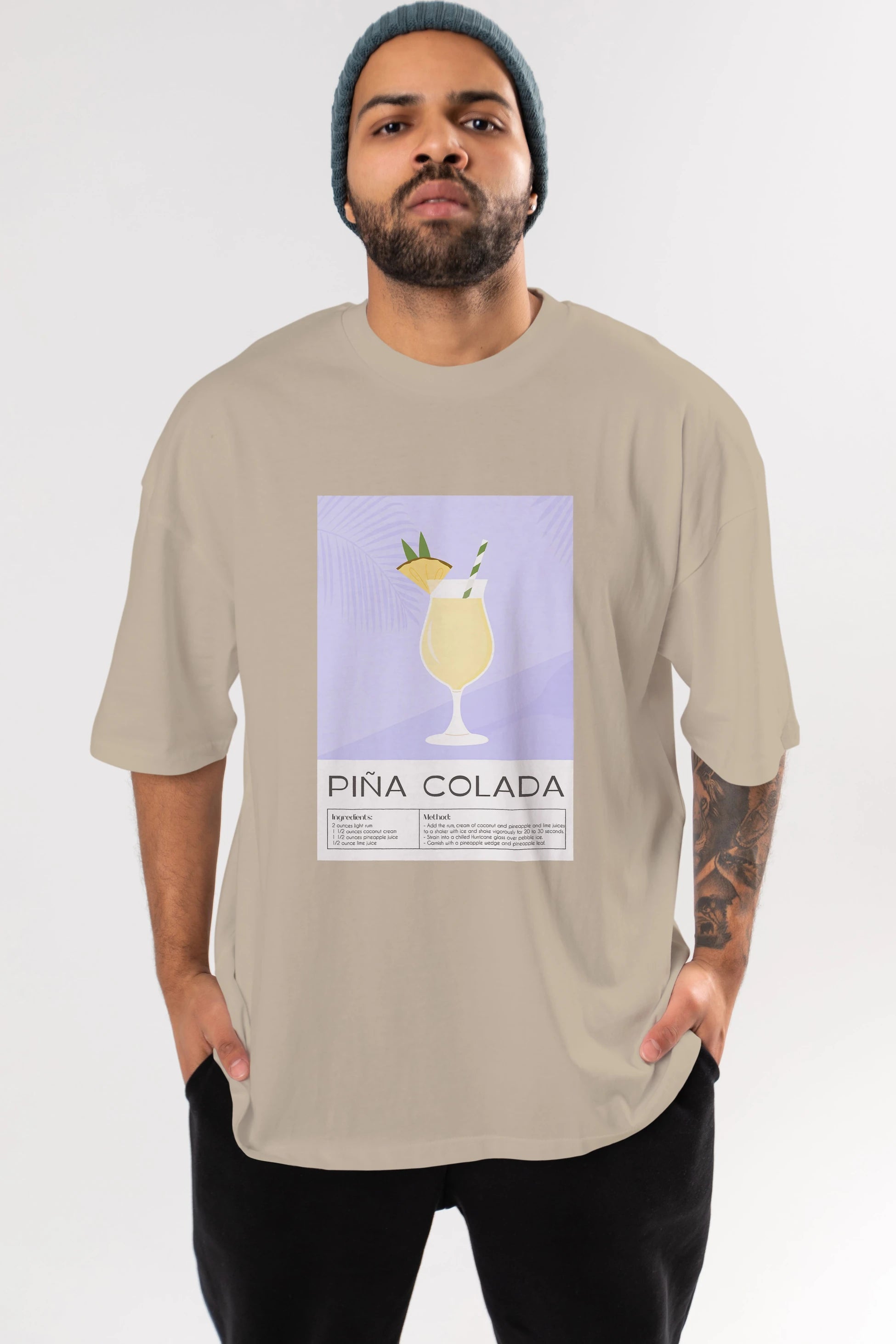 PIna Colada 6 Ön Baskılı Oversize t-shirt Erkek Kadın Unisex %100 Pamuk Bisiklet Yaka tişort
