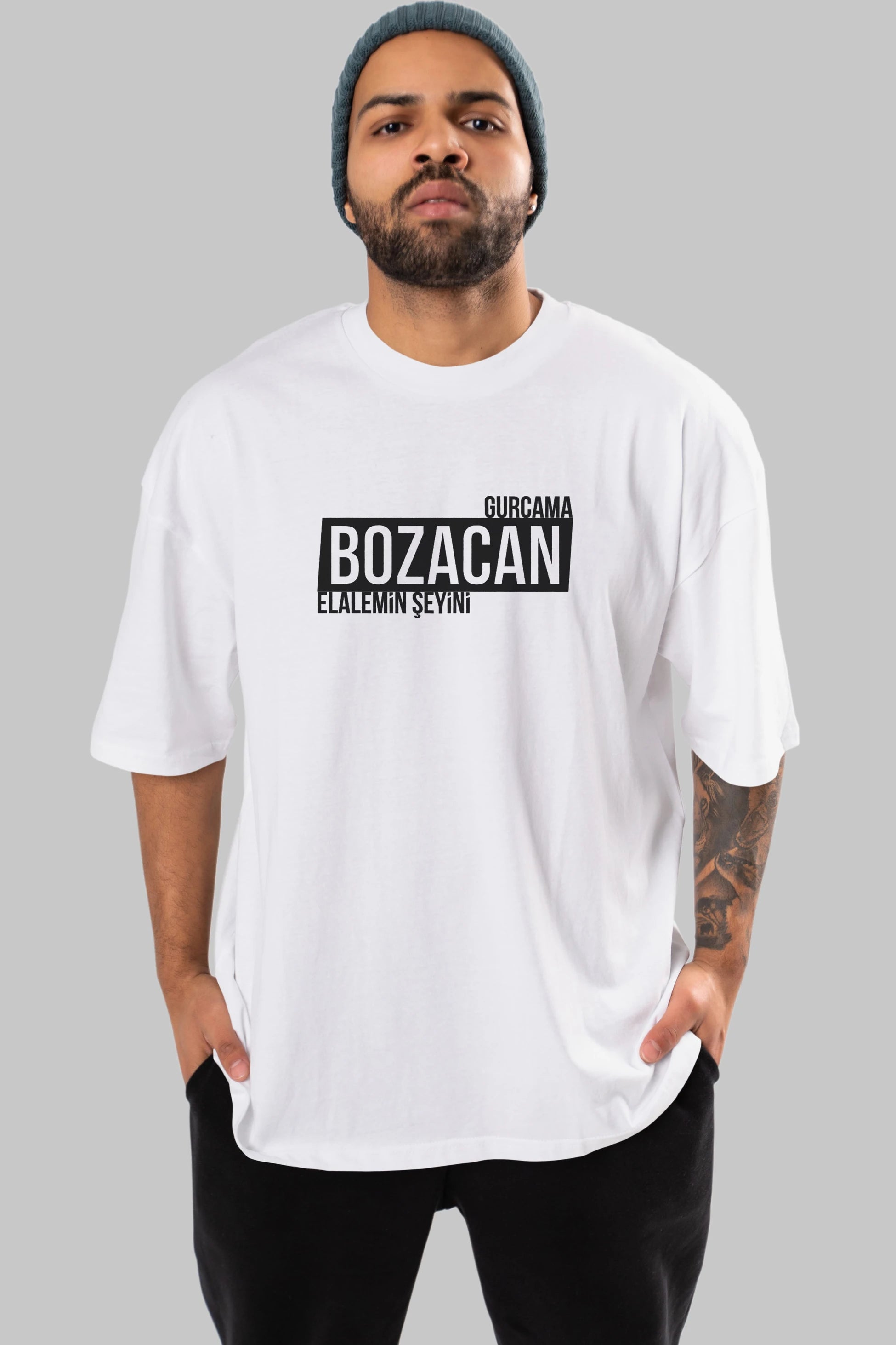 Gurcama Bozacan Elalemin Ön Baskılı Oversize t-shirt %100 pamuk Erkek Kadın Unisex