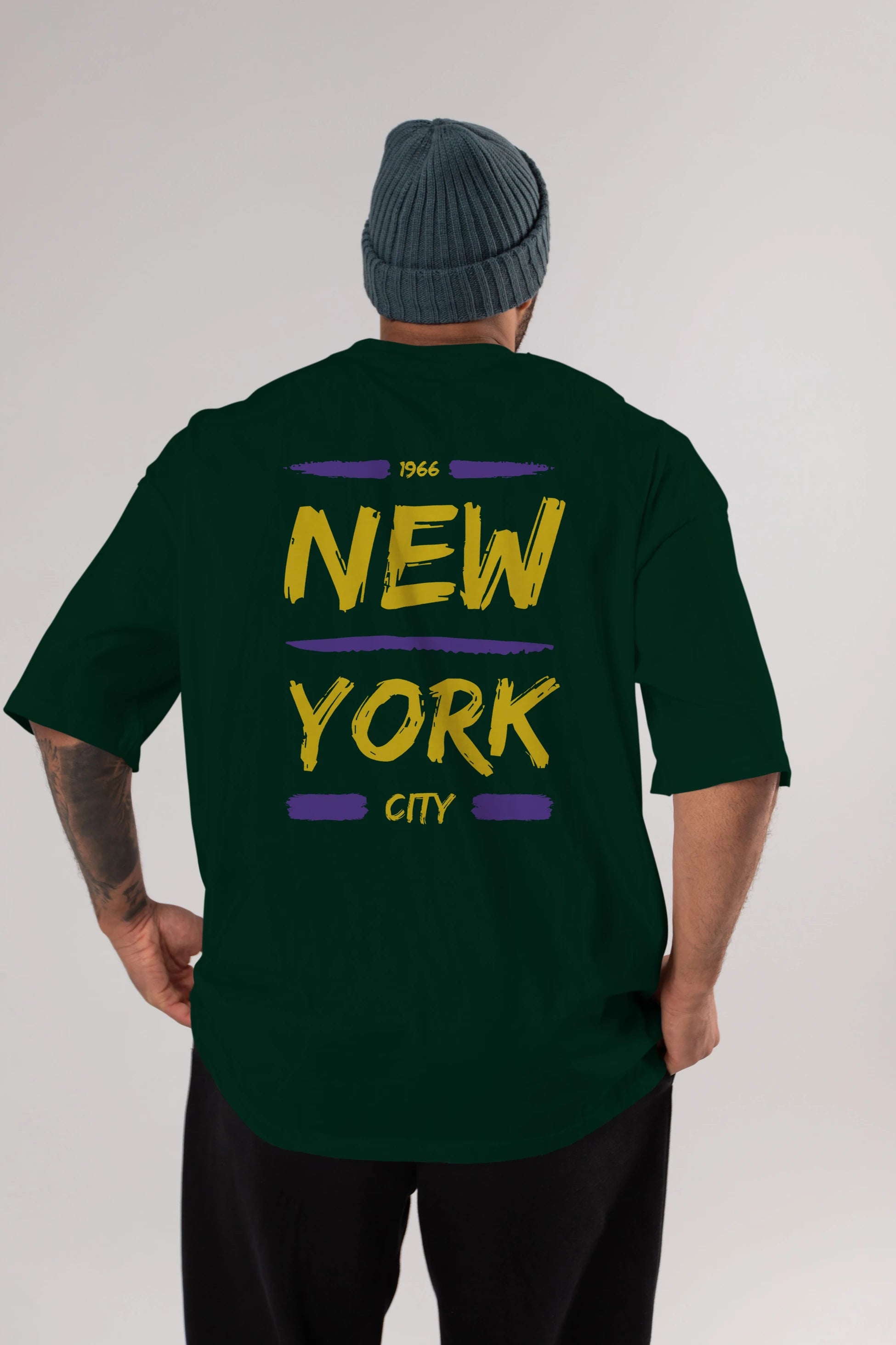 New York City 2 Arka Baskılı Oversize t-shirt Erkek Kadın Unisex
