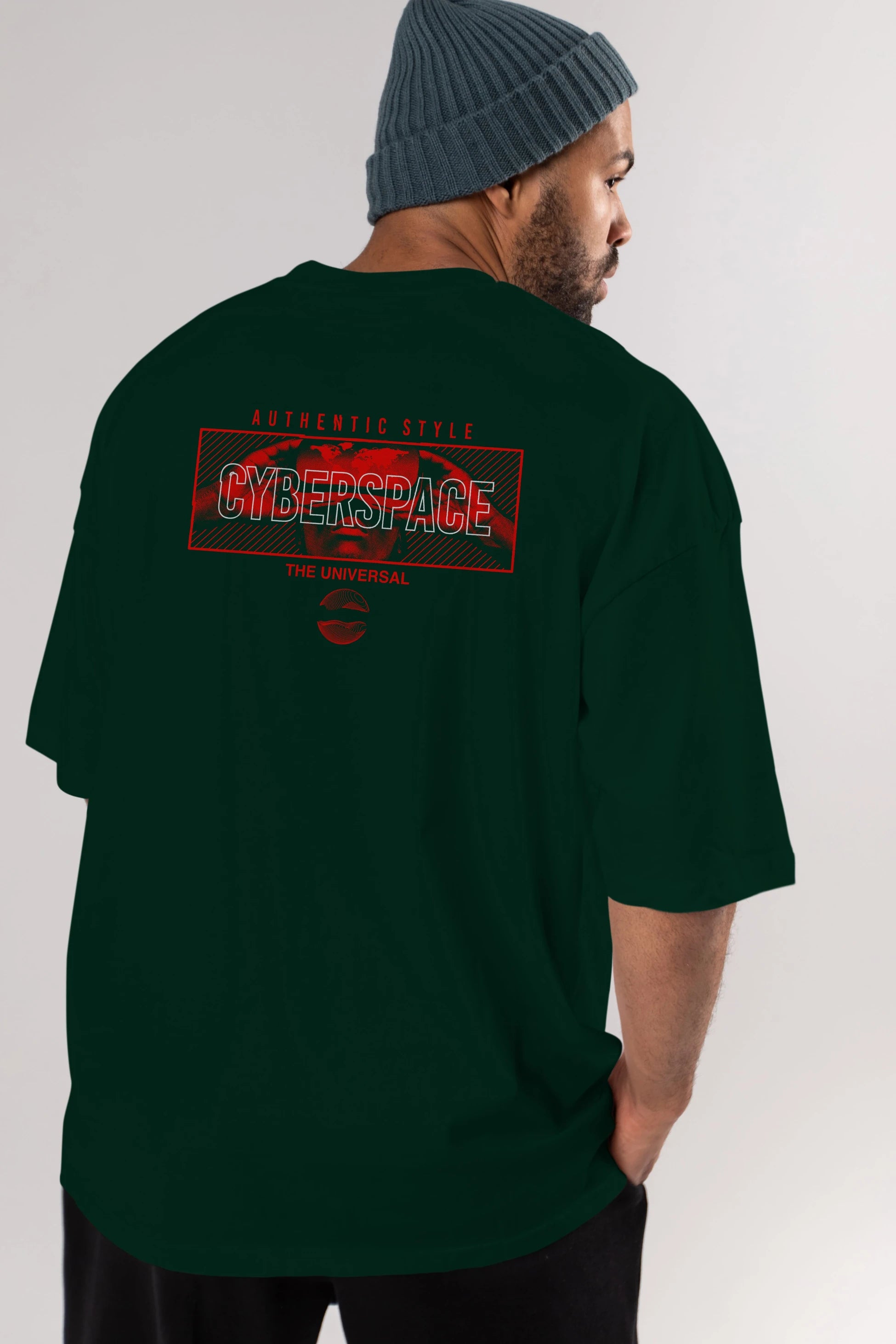 Cyberspace Arka Baskılı Oversize t-shirt Erkek Kadın Unisex