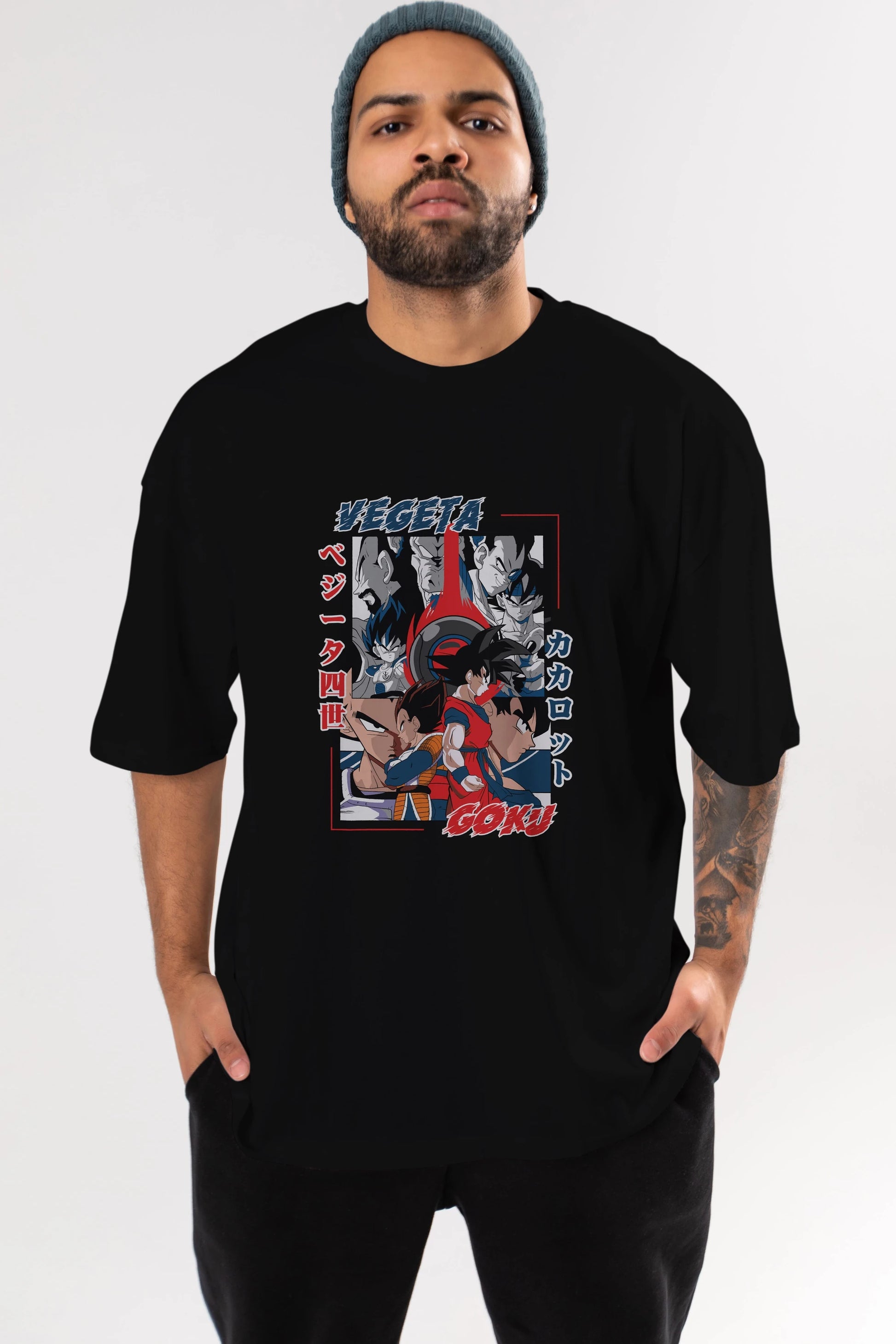 VEGETA VS GOKU Anime Ön Baskılı Oversize t-shirt %100 pamuk Erkek Kadın Unisex