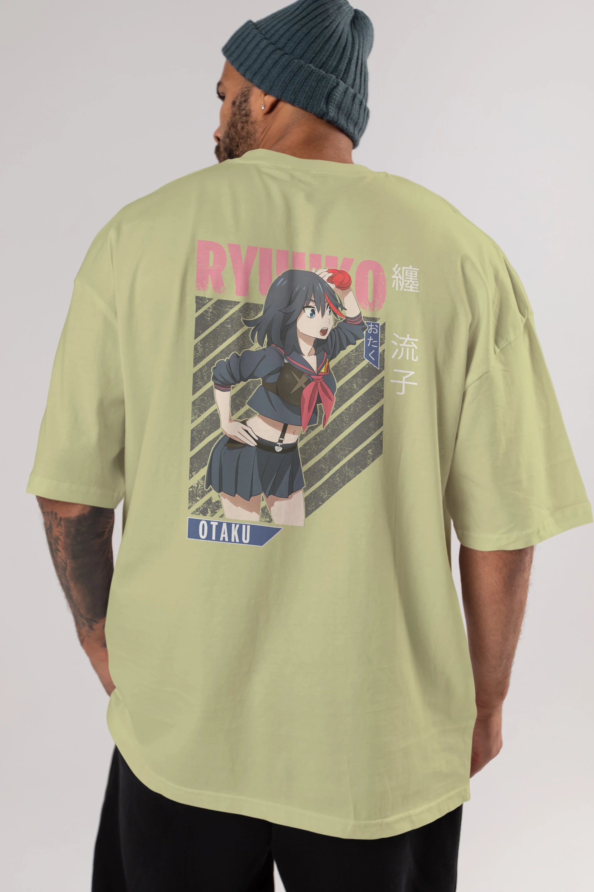 Ryuuko Matoi 6 Anime Arka Baskılı Oversize t-shirt Erkek Kadın Unisex