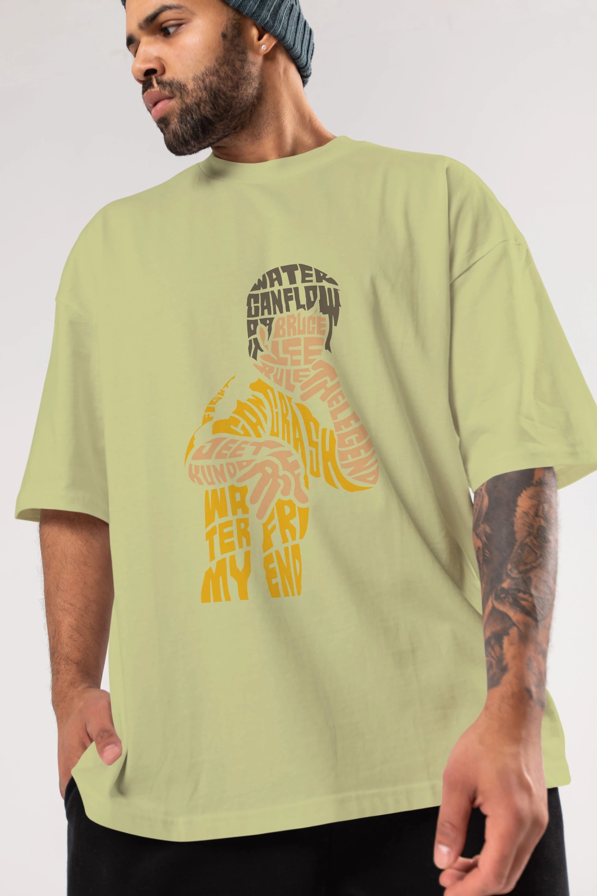 Bruce Lee Ön Baskılı Oversize t-shirt %100 pamuk Erkek Kadın Unisex